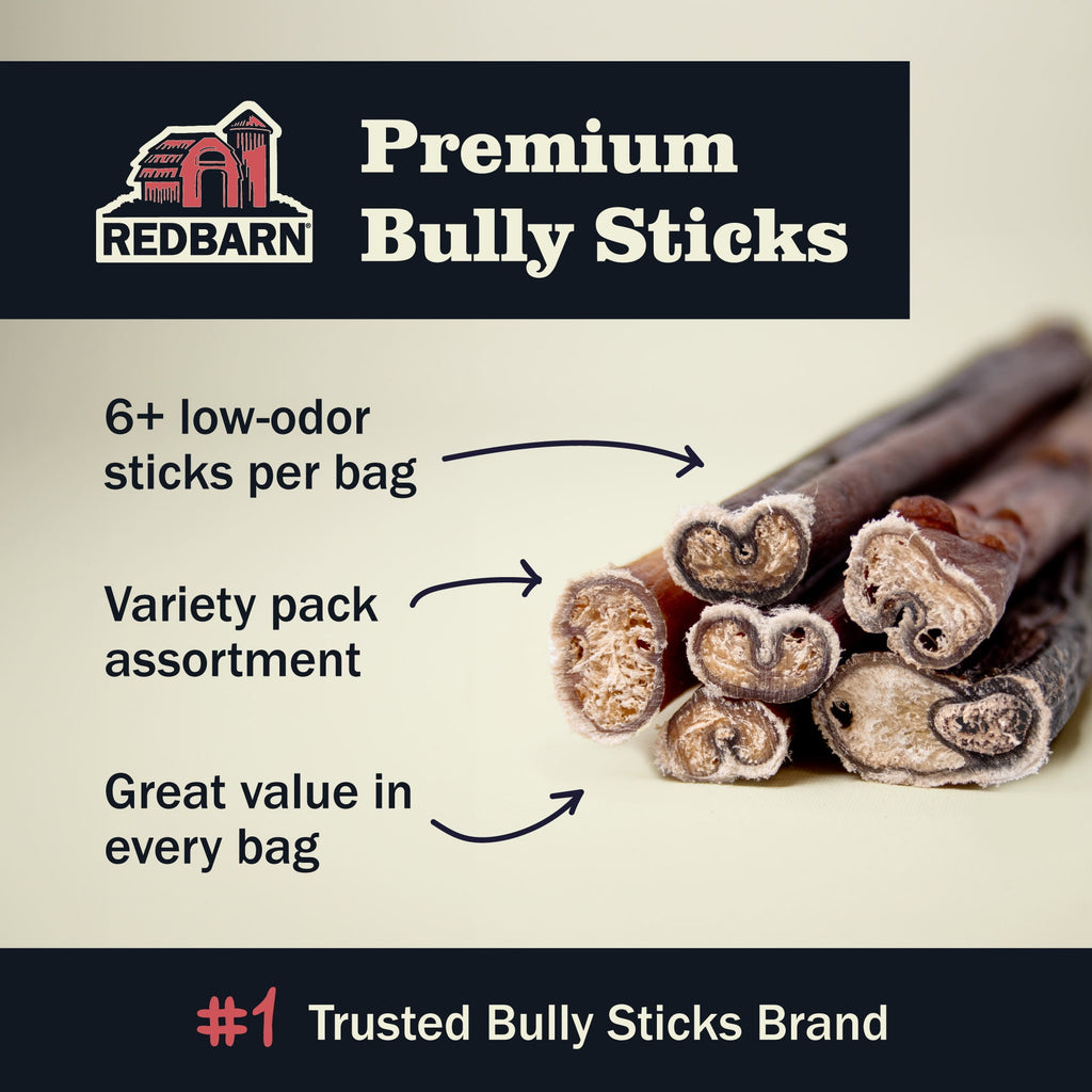 Redbarn All Natural 5-8” Bully Sticks for Small & Large Dogs - Healthy Long Lasting Chews Variety Party Pack - 100% Beef Single Ingredient Low Odor Rawhide Free Dental Treats Made in USA - 8 oz Bag