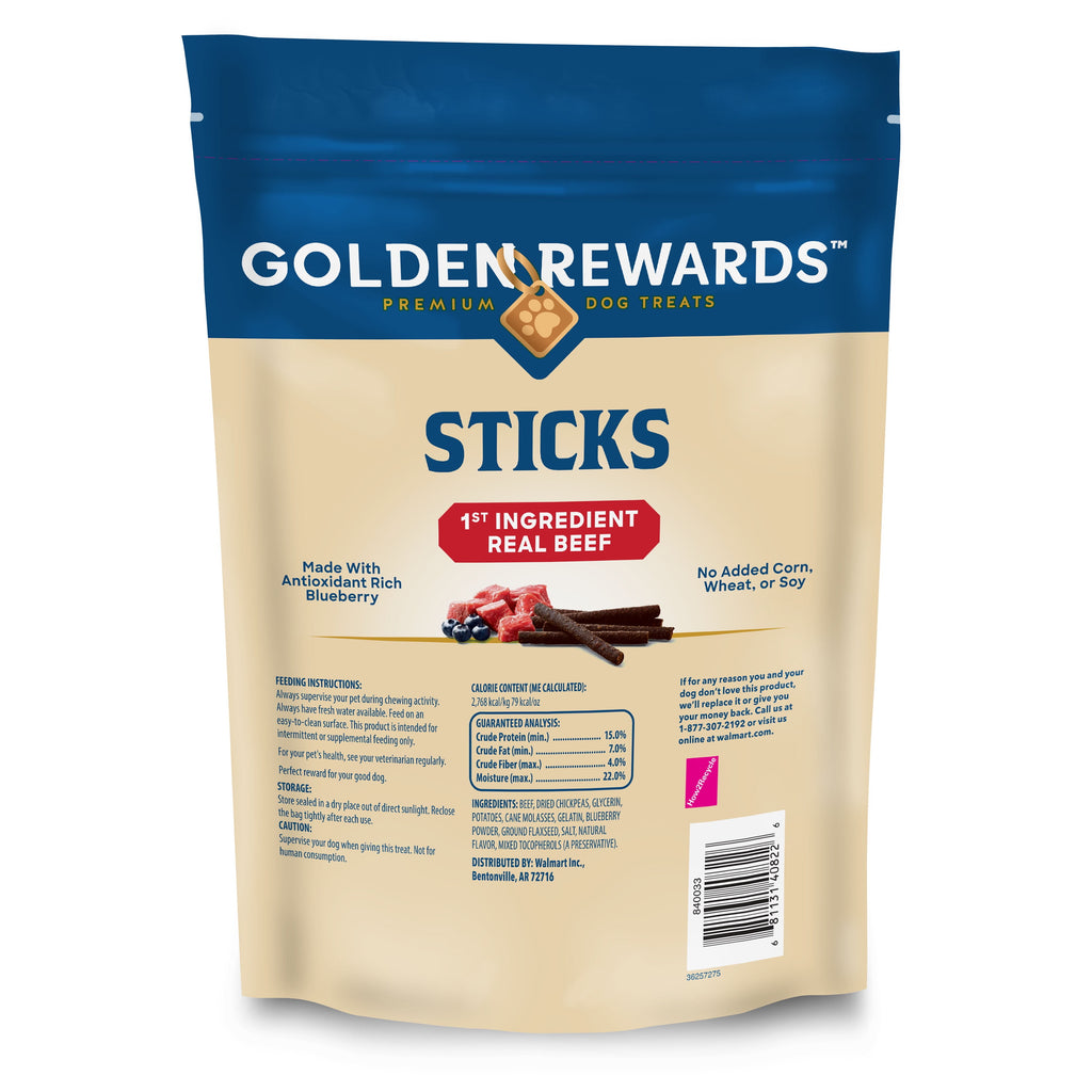 Golden Rewards Dry Beef Stick Dog Treats, 24 oz Bag