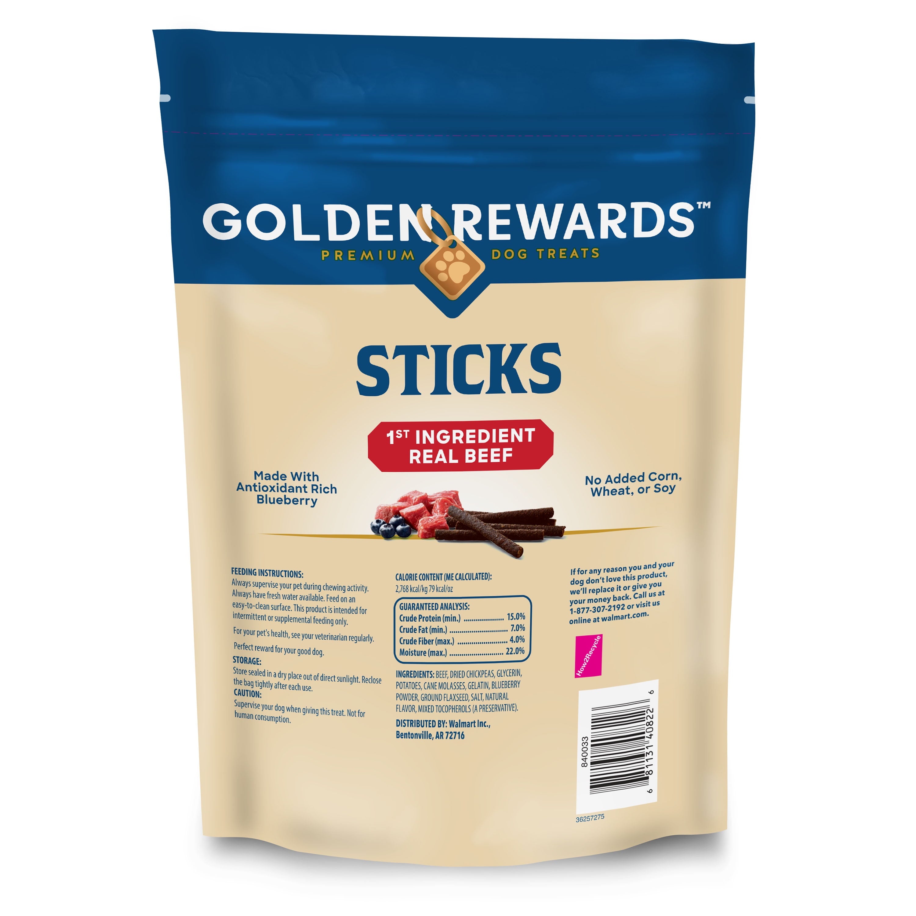 Golden Rewards Dry Beef Stick Dog Treats, 24 oz Bag