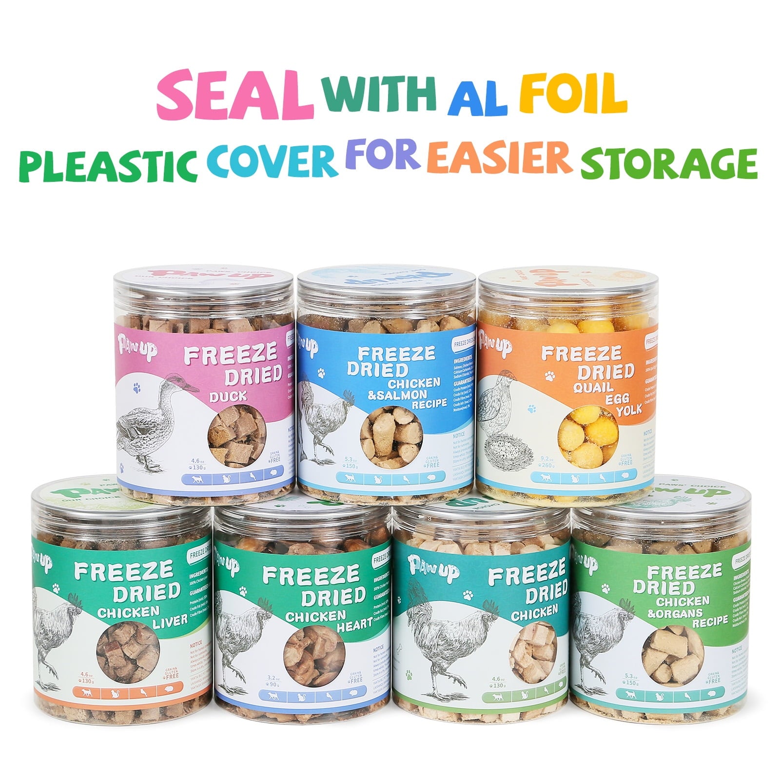 PAWUP Freeze Dried Salmon Dog & Cat Treats, All Natural Raw Cat Food Topper, Hign Protein Chew Pet Training Treats, Chicken & Salmon Recipe, 5.3oz