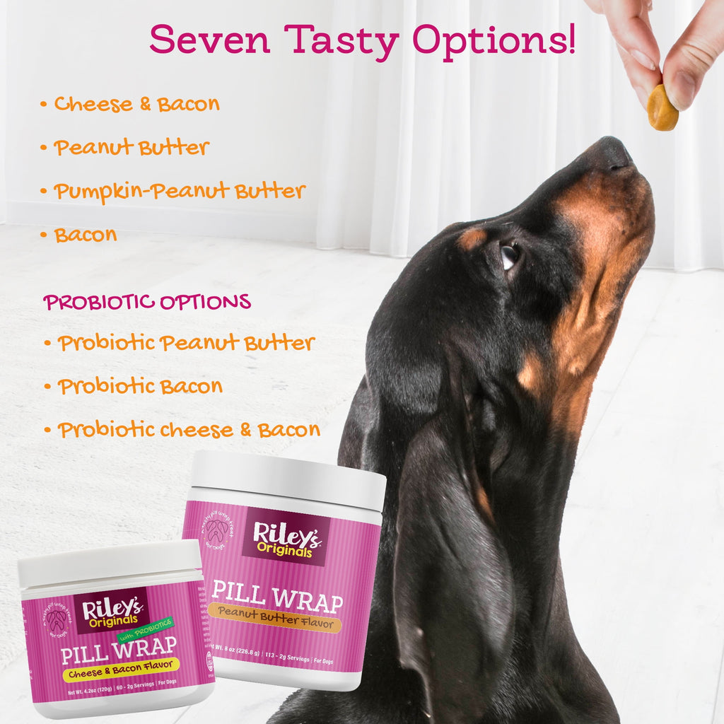 Riley's Pill Wrap for Dogs - Delicious Cheese & Bacon Flavored Pill Paste /Wrap Pills, Capsules, Tablets in a Pocket or Pouch to Mask The Taste & Make Pill Time Easy - 4.2 oz