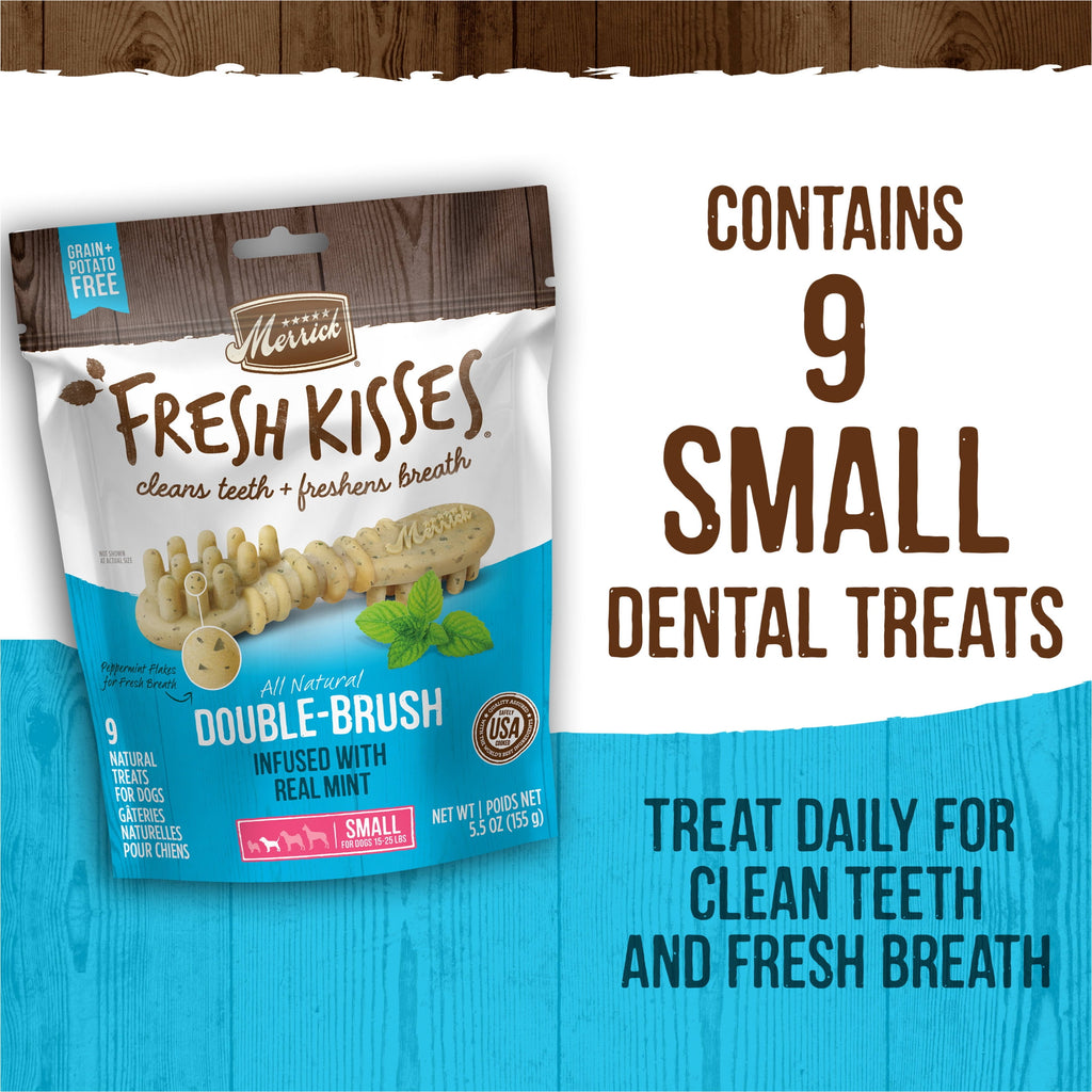 Merrick Fresh Kisses Small Dog Treats, Real Mint Flavor Dental Chews, 23 oz Box (36 Count)