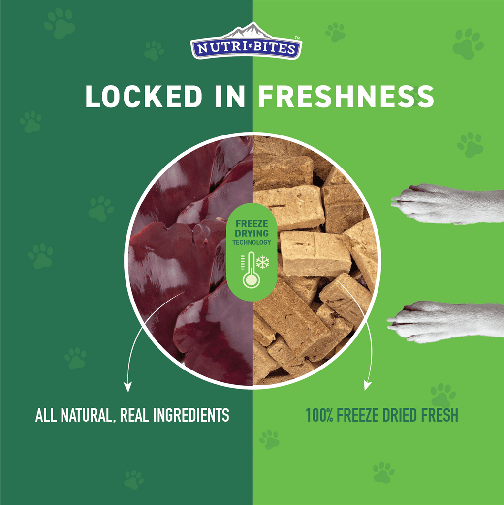 NutriBites Freeze Dried Beef Liver Dog & Cat Treats | Healthy Pet Training Treats or Food Topper | All Natural, Single Ingredient, High Protein