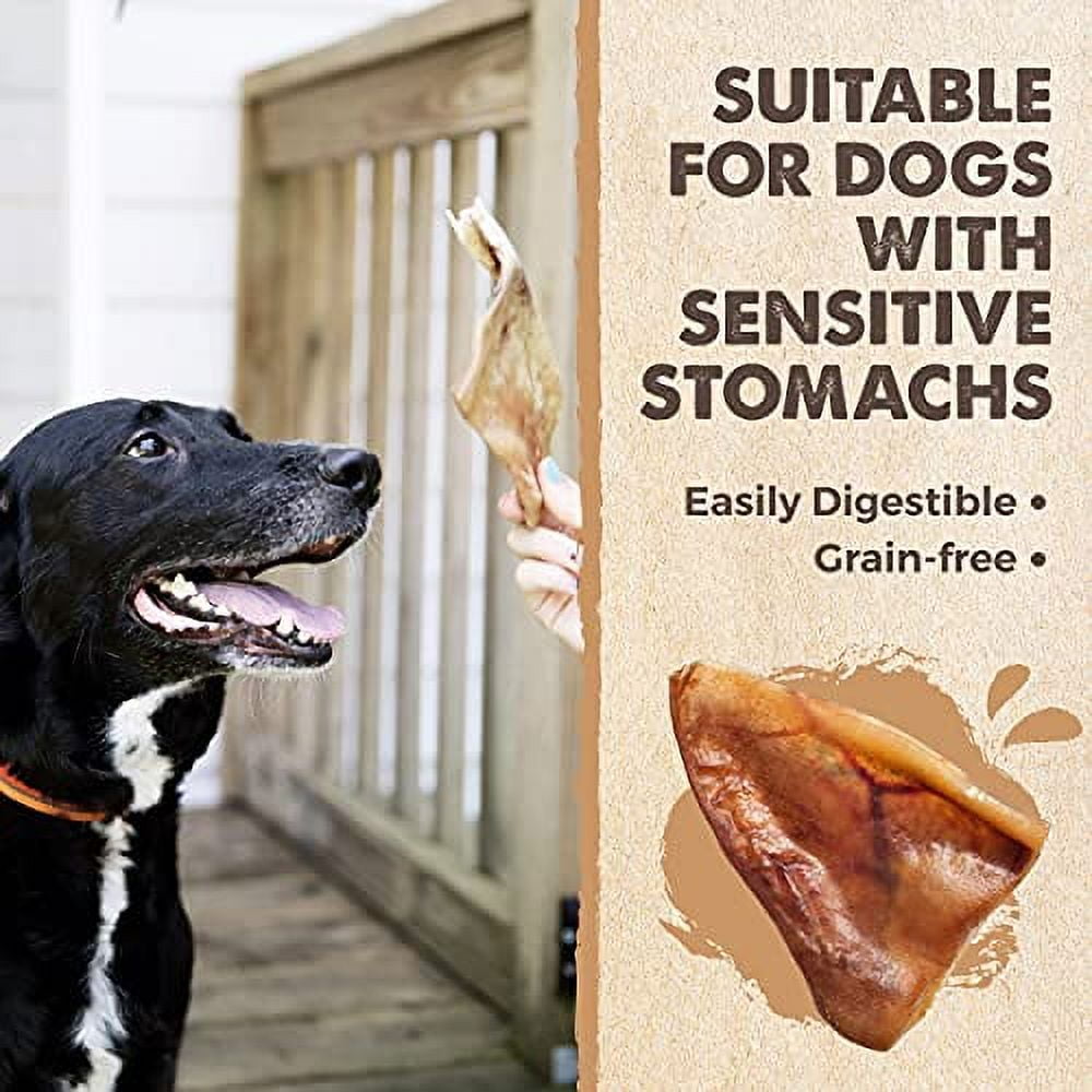 Mighty Paw Half Pig Ears for Dogs, All Natural Dried Single Ingredient Dog Treats (12 Pack)