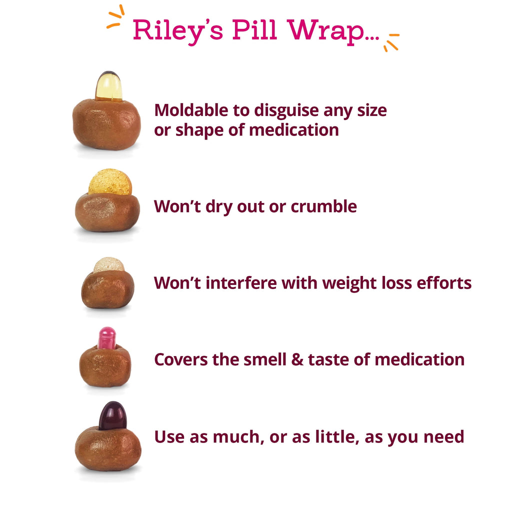 Riley's Pill Wrap for Dogs - Delicious Cheese & Bacon Flavored Pill Paste /Wrap Pills, Capsules, Tablets in a Pocket or Pouch to Mask The Taste & Make Pill Time Easy - 4.2 oz