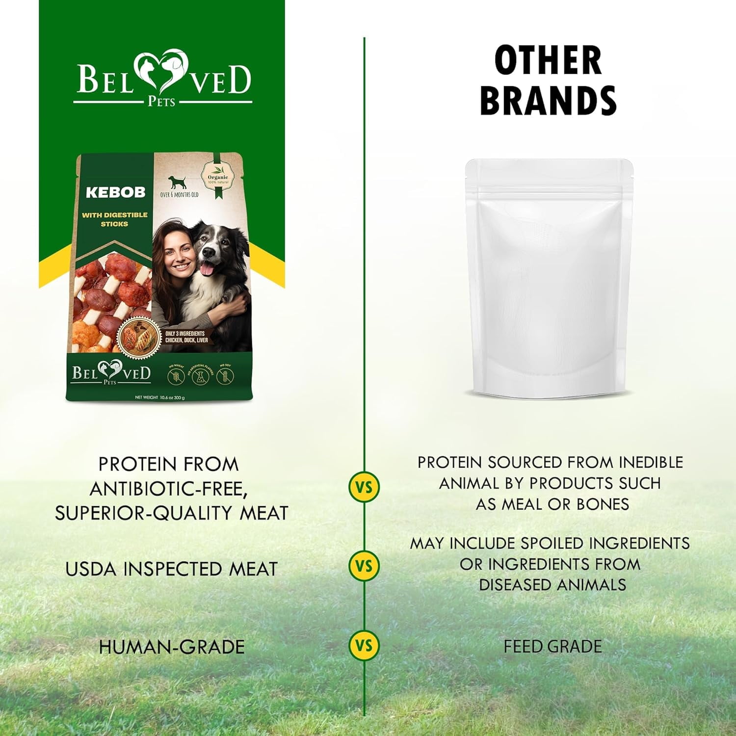 Beloved Pets Dog Treats Rawhide-Free Kabobs with Duck & Chicken Human Grade Meat 11 oz - All Natural Pet Dried Snacks & Grain Free Long Lasting Chews for Large & Small Dogs - Supports Healthy Teeth