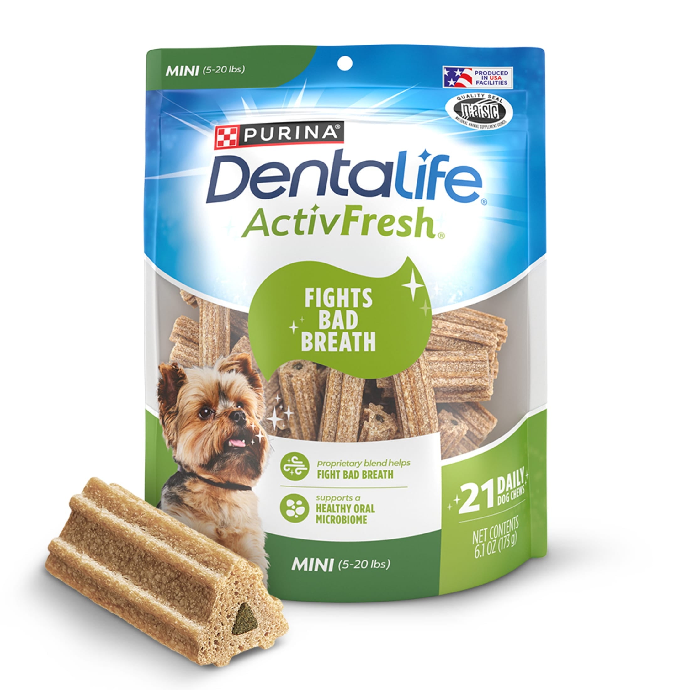 (4 pack) Purina DentaLife ActivFresh Mini Dog Treats Dental Chews with Chicken, 6.1 oz Pouch (4 Count)