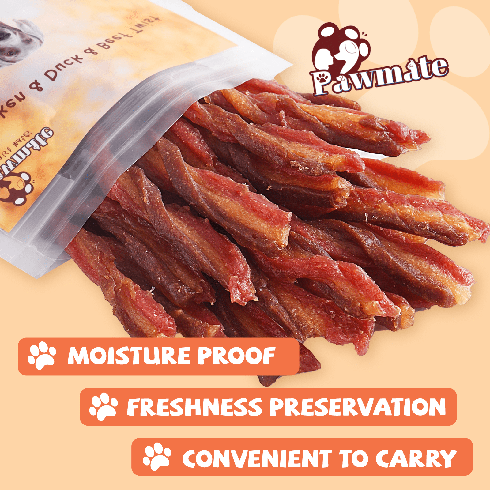 Pawmate Beef, Chicken & Duck Twist Dog Treats, Triple Meats Natural Treats for All Dogs, 11oz