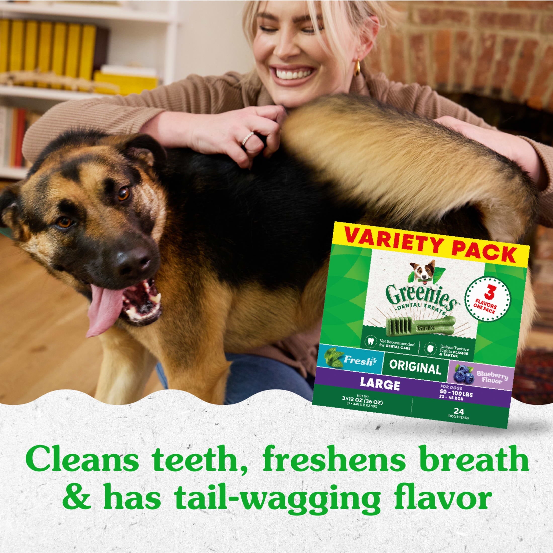 Greenies Large Natural Dental Care Dog Treats, 36 Oz Variety Pack, 3 Packs Of 12 Oz Treats