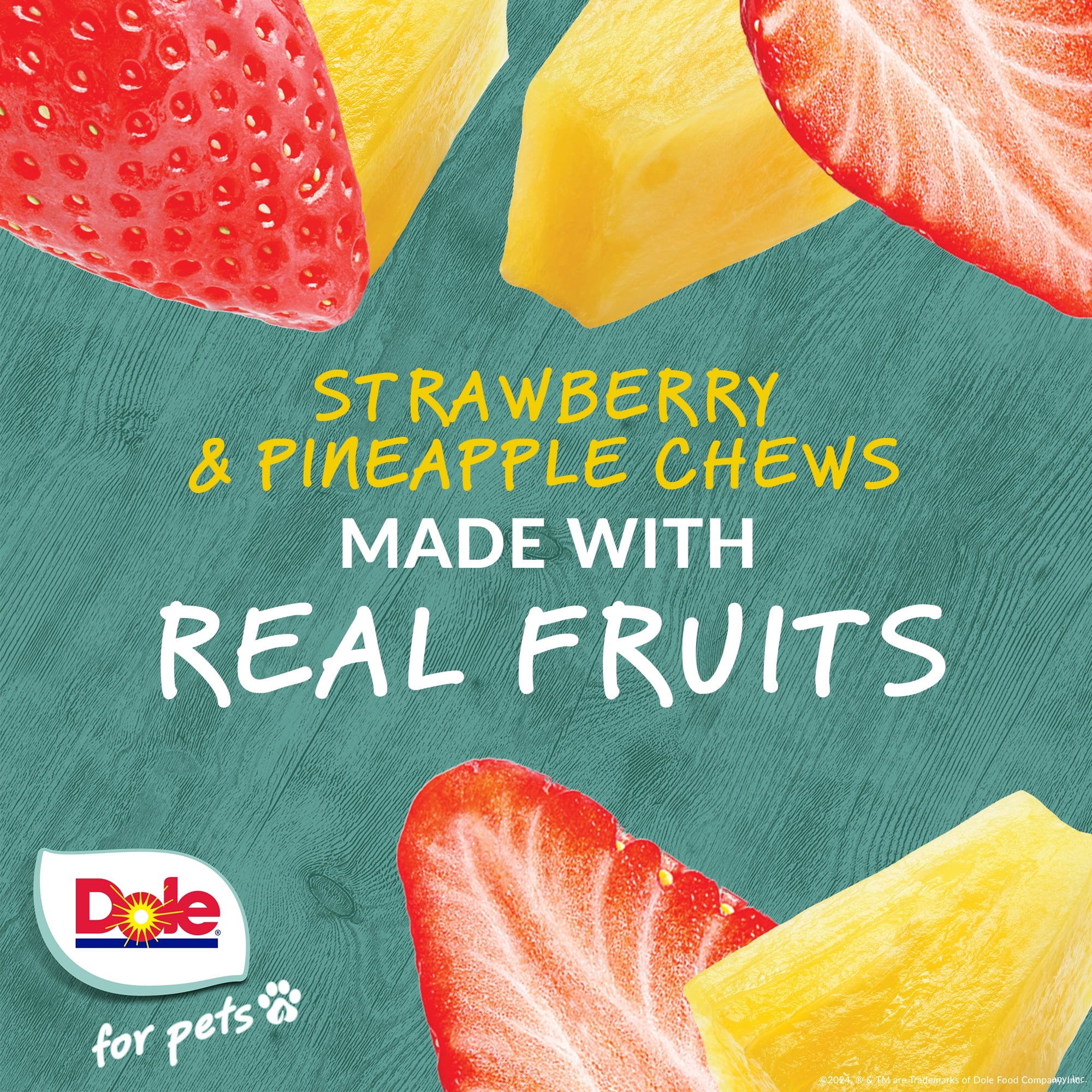 Dole Dog Chew Treats, Strawberry & Pineapple Flavors, No Wheat, Corn or Soy, 7oz