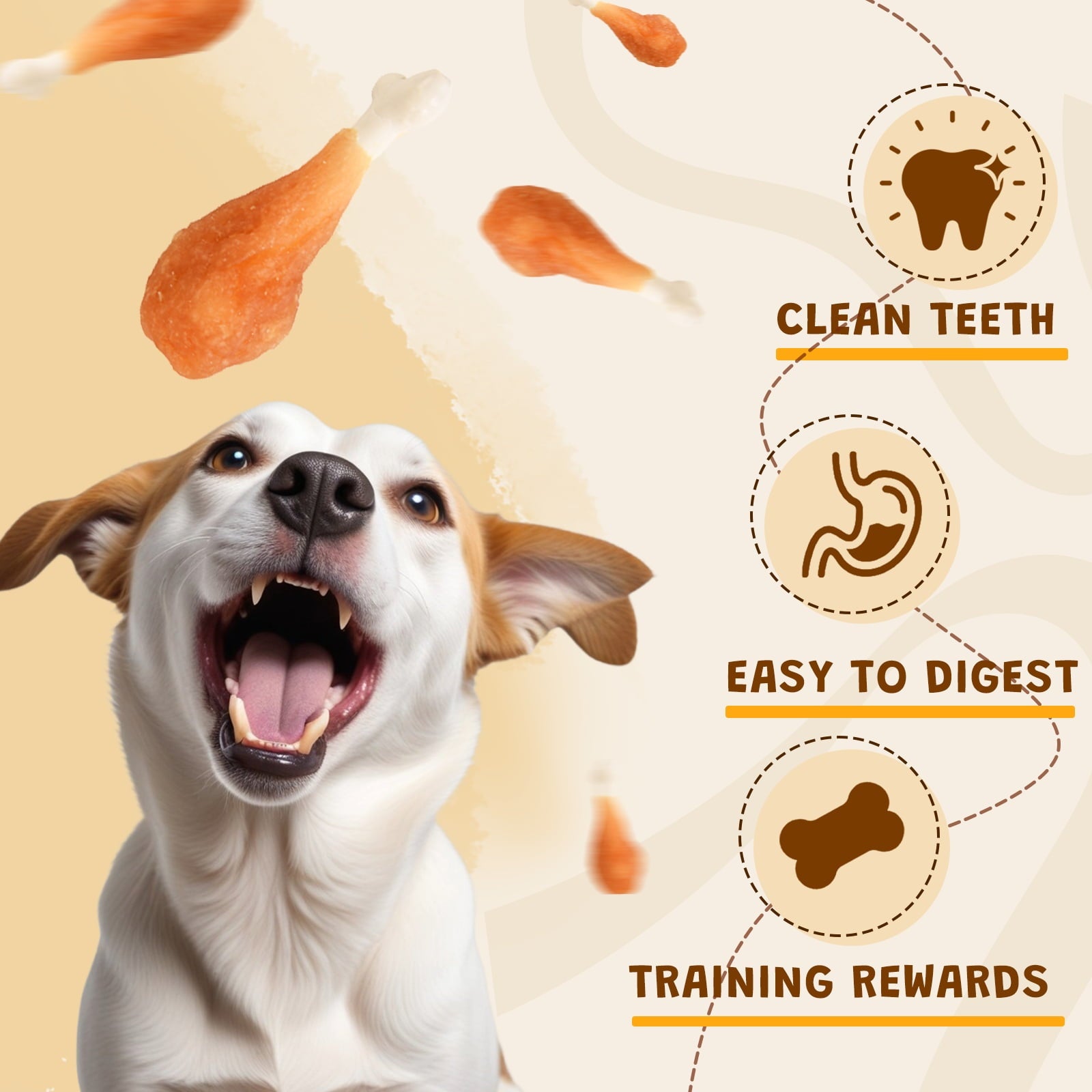 ASMPET Chicken Wrap Sticks, Healthy Dog Treats, Calcium Bone, Training Treats for All Dog Sizes, 10.6 oz