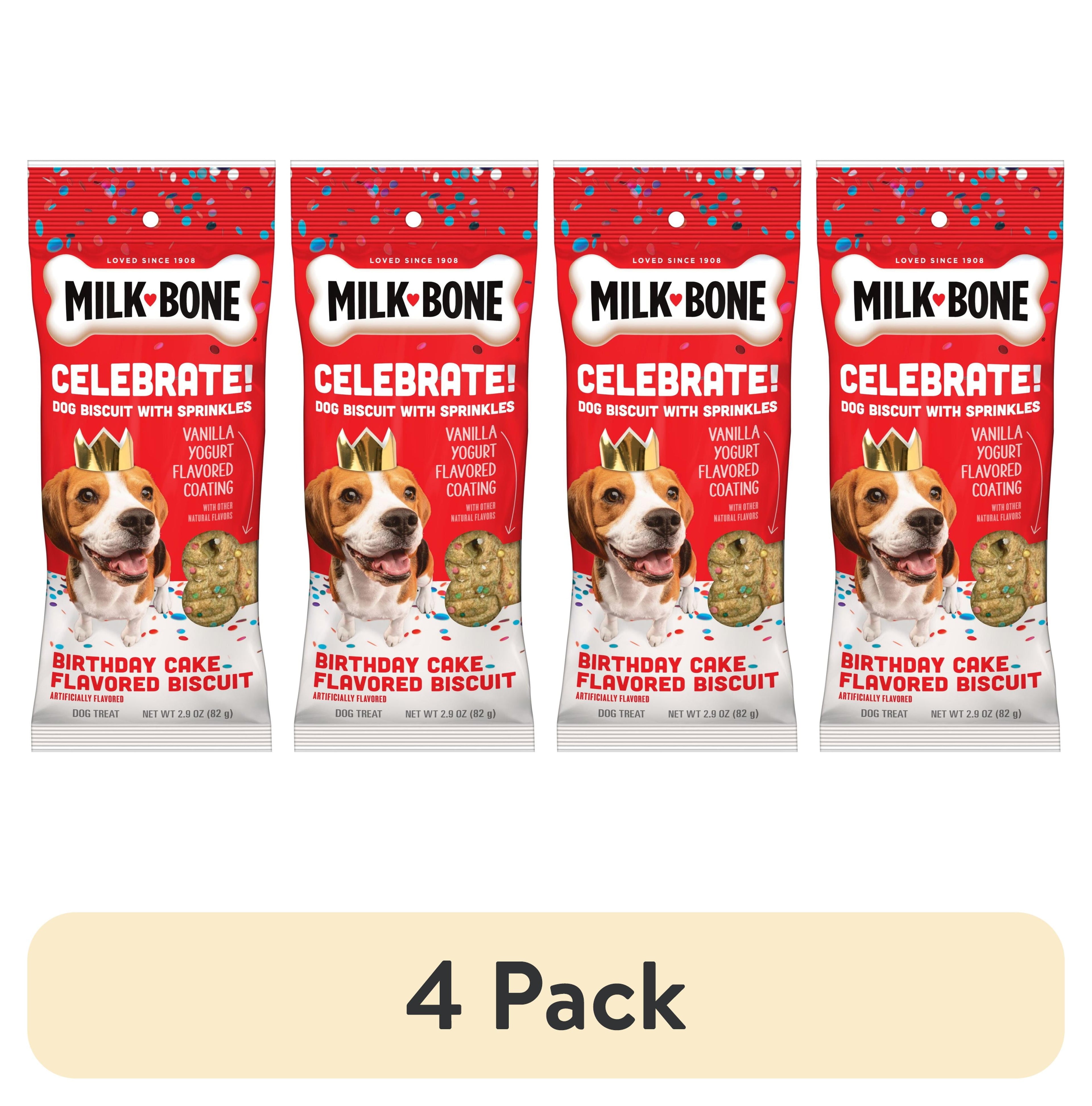 (4 pack) Milk Bone Extra Large Dipped CELEBRATE! Dog Biscuit, 2.9 oz Pouch