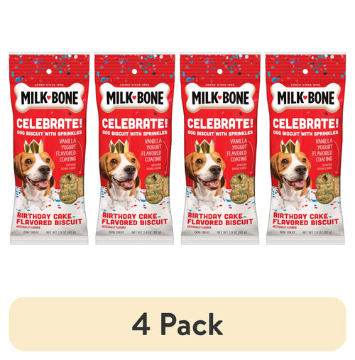 (4 pack) Milk Bone Extra Large Dipped CELEBRATE! Dog Biscuit, 2.9 oz Pouch