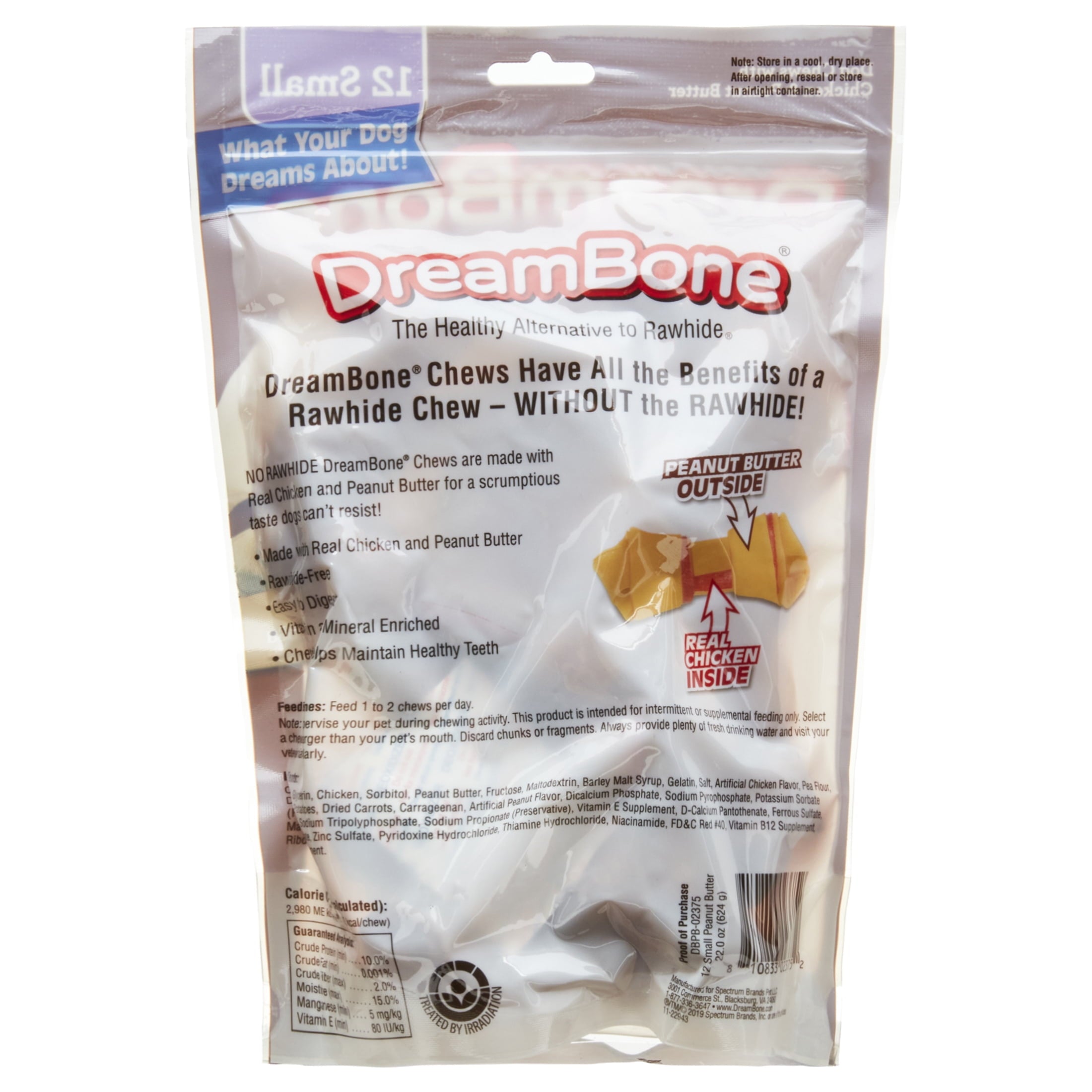 DreamBone Peanut Butter Flavored Rawhide-Free Dog Chews, Small, 22 Oz. (12 Count)