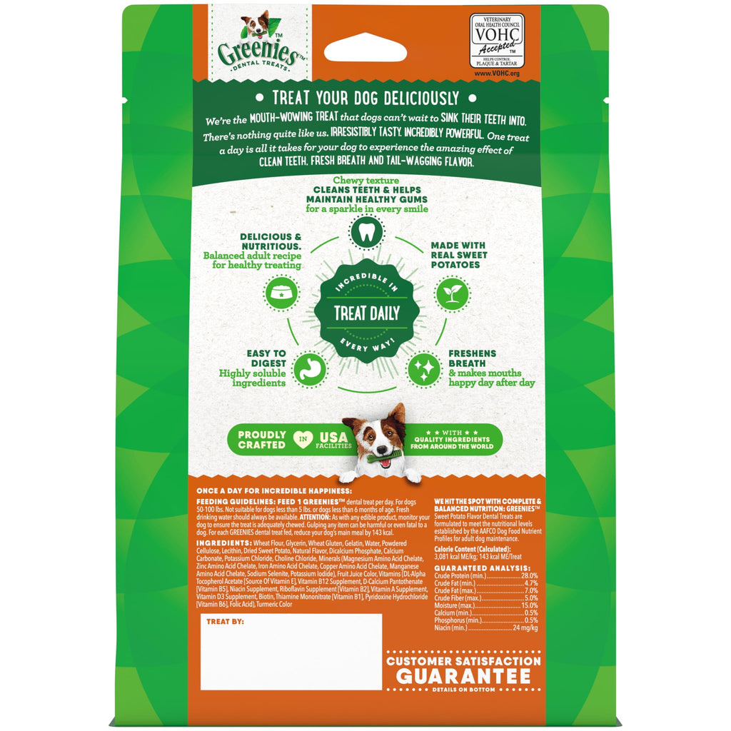 Greenies Large Natural Dog Dental Treats, Sweet Potato Flavor, 12 Oz Pack (8 Treats)
