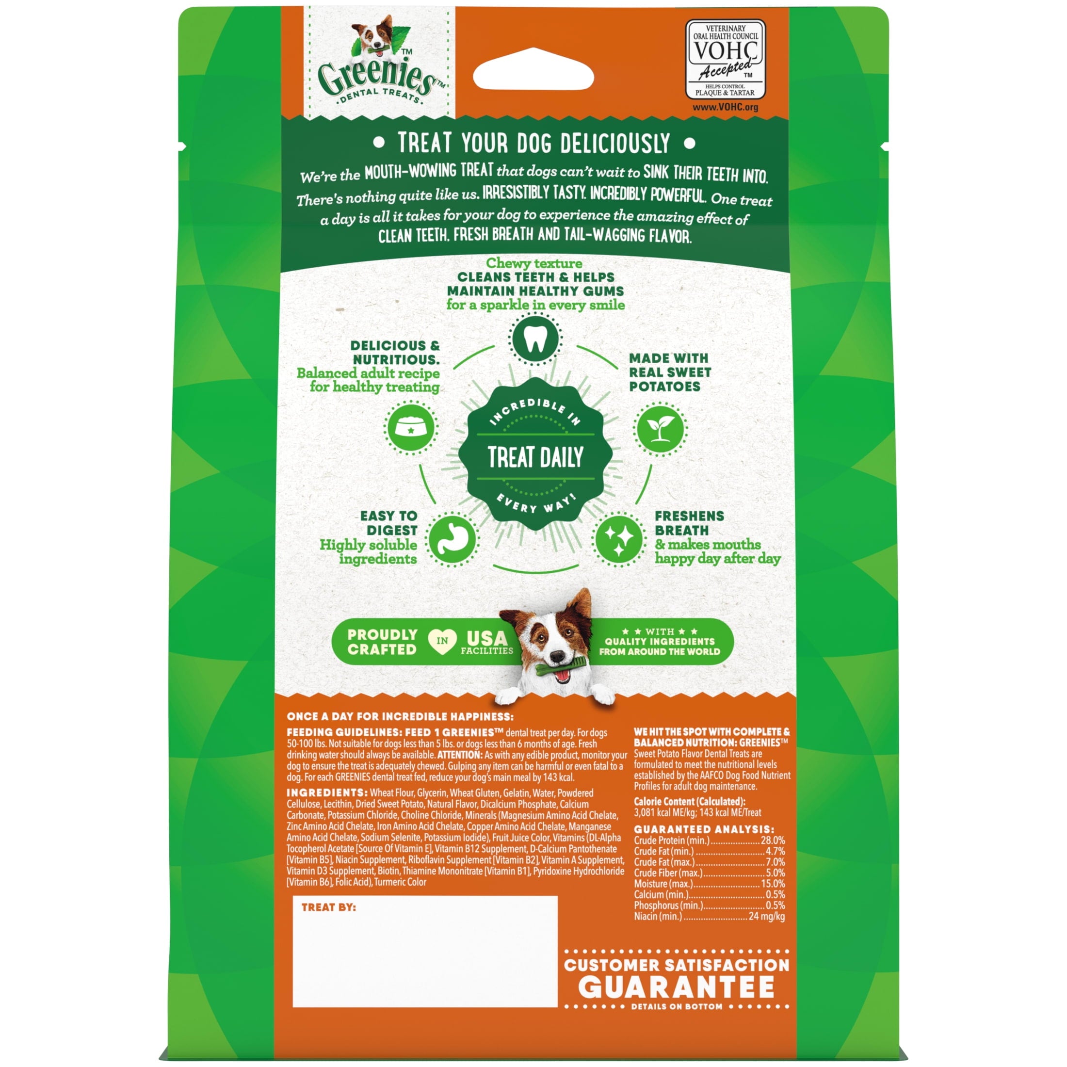 Greenies Large Natural Dog Dental Treats, Sweet Potato Flavor, 12 Oz Pack (8 Treats)