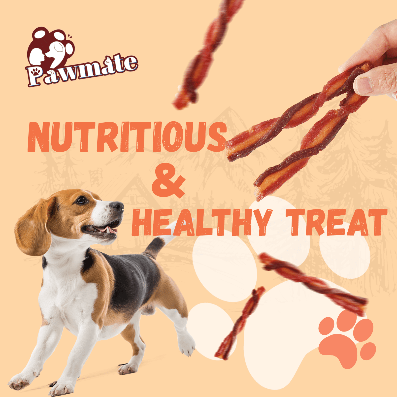 Pawmate Beef, Chicken & Duck Twist Dog Treats, Triple Meats Natural Treats for All Dogs, 11oz