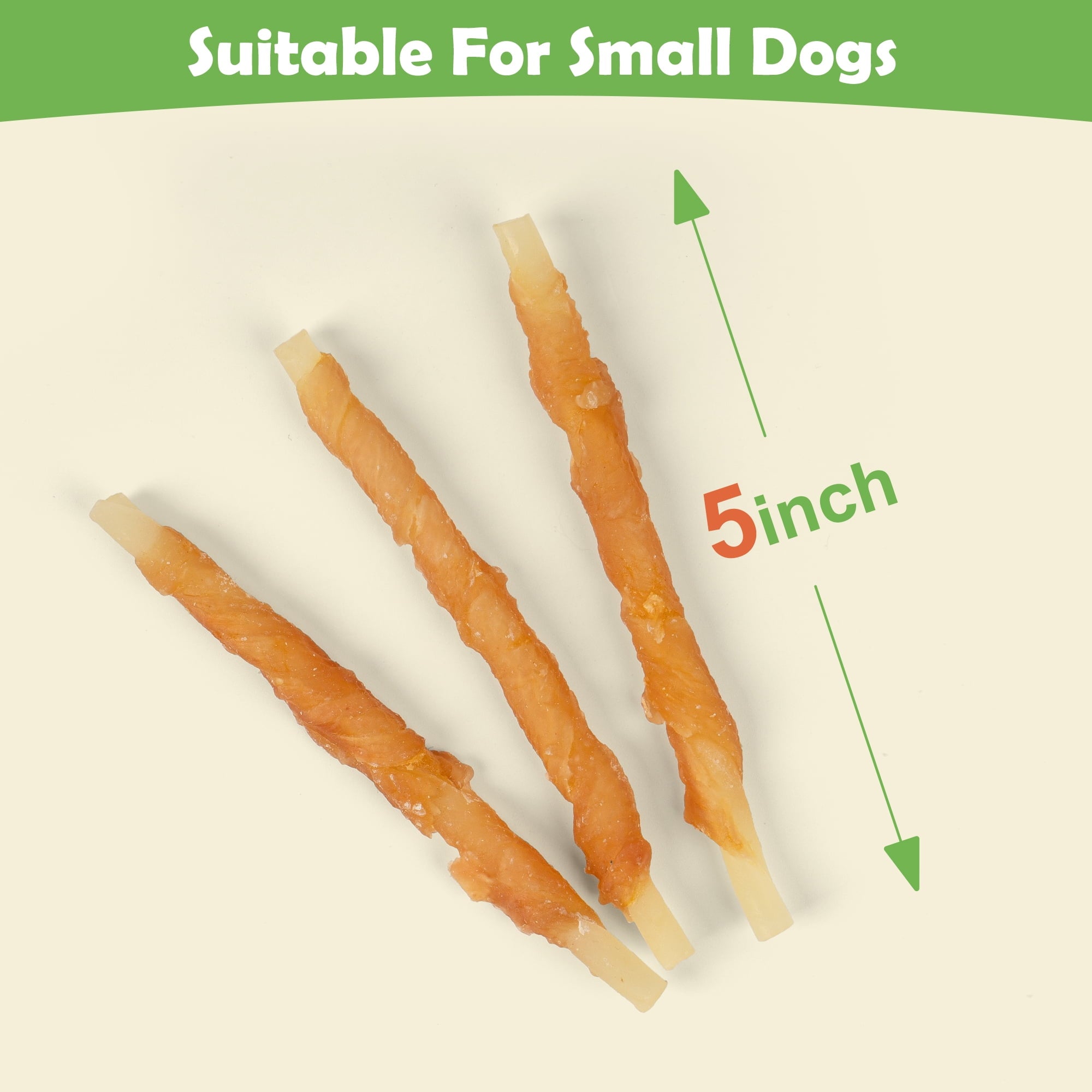 MON2SUN Chicken Wrapped Cod Sticks Rawhide Free Dog Treats for Small Dogs, 4.5-inch Snacks, 14 oz