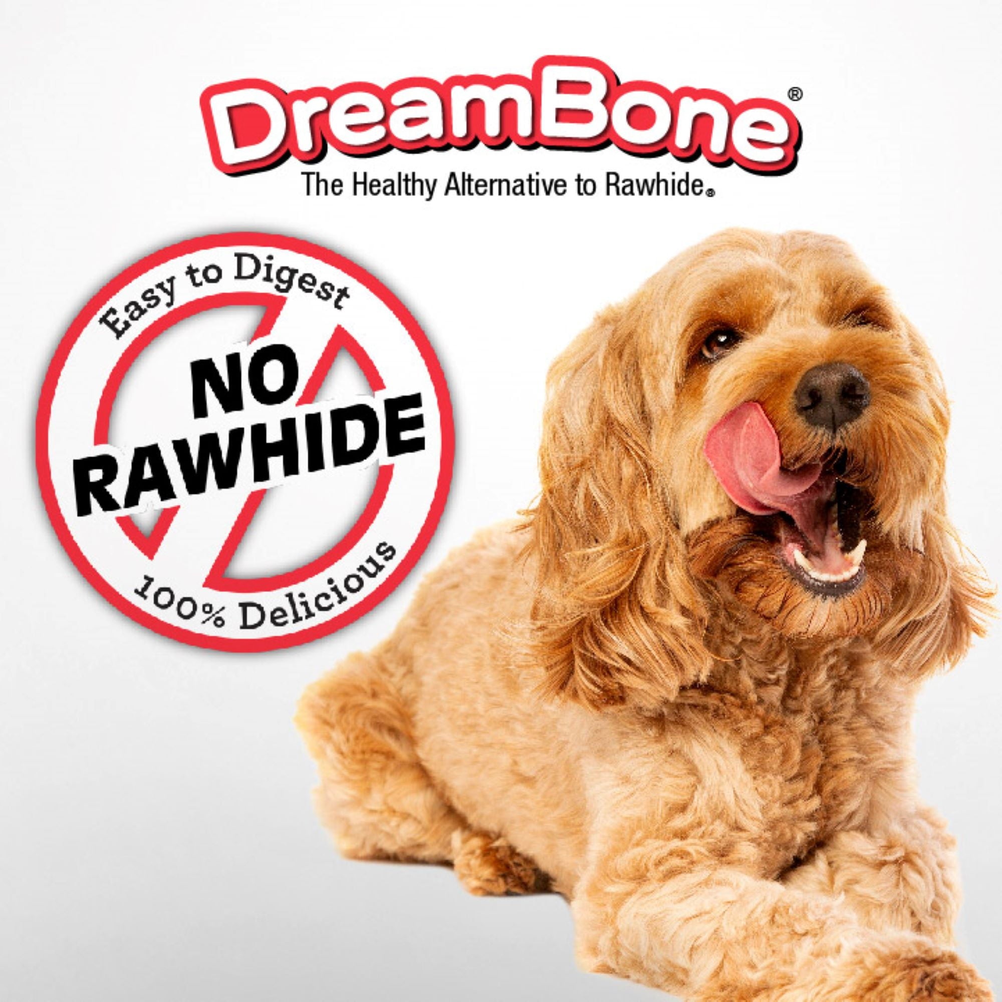DreamBone Triple Flavor Ribs Rawhide-Free Chews for Dogs, Made with Real Peanut Butter, 10 Count