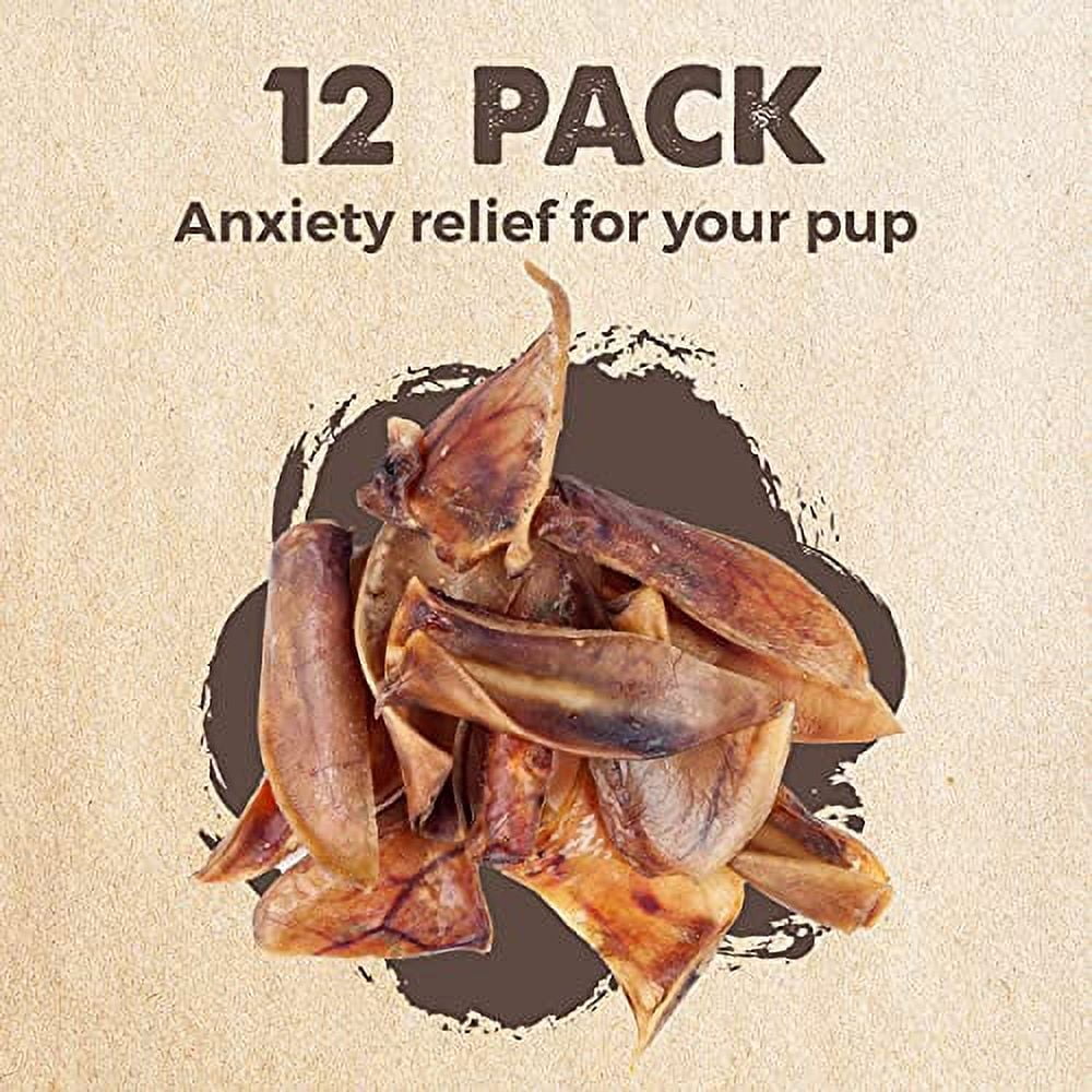 Mighty Paw Half Pig Ears for Dogs, All Natural Dried Single Ingredient Dog Treats (12 Pack)