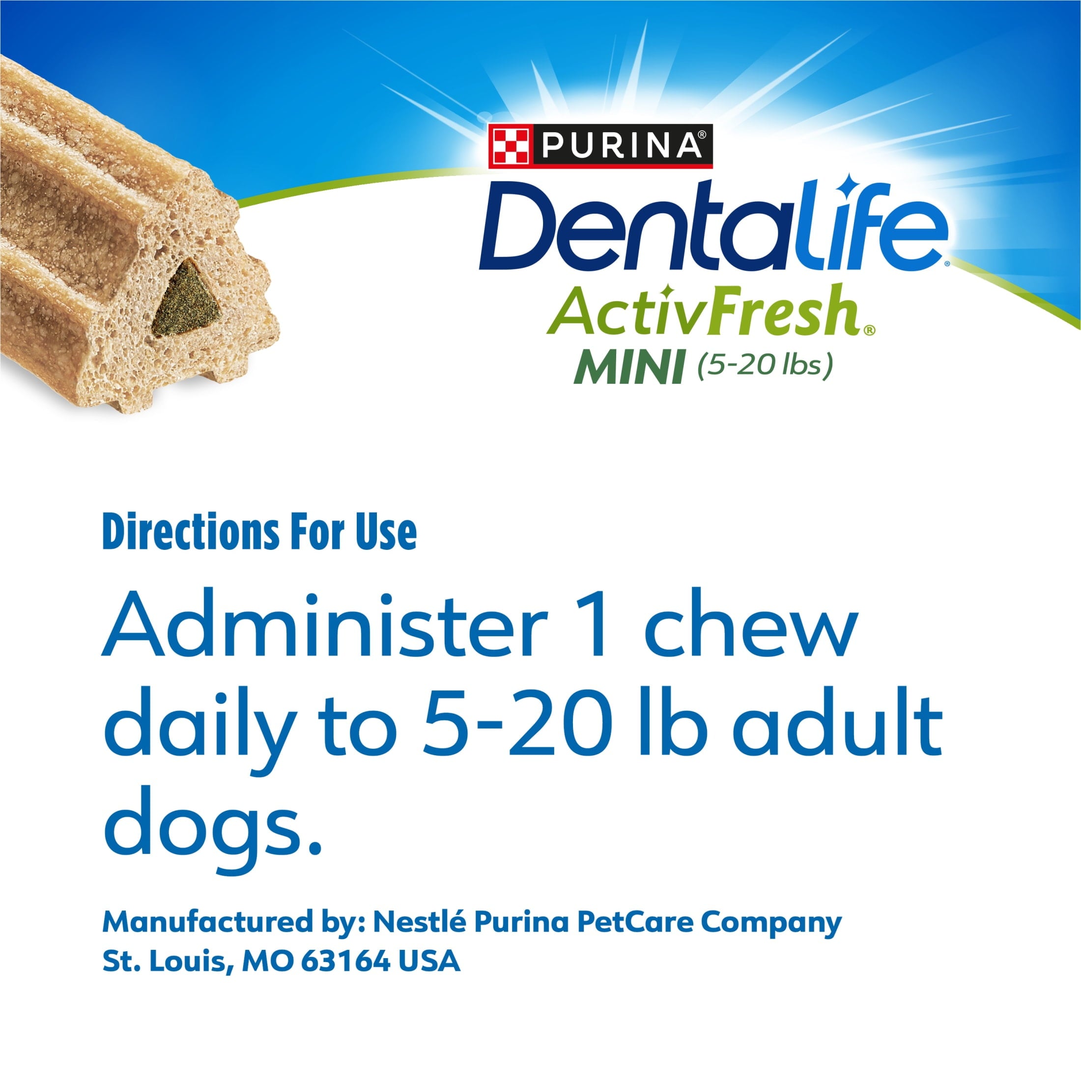 (4 pack) Purina DentaLife ActivFresh Mini Dog Treats Dental Chews with Chicken, 6.1 oz Pouch (4 Count)