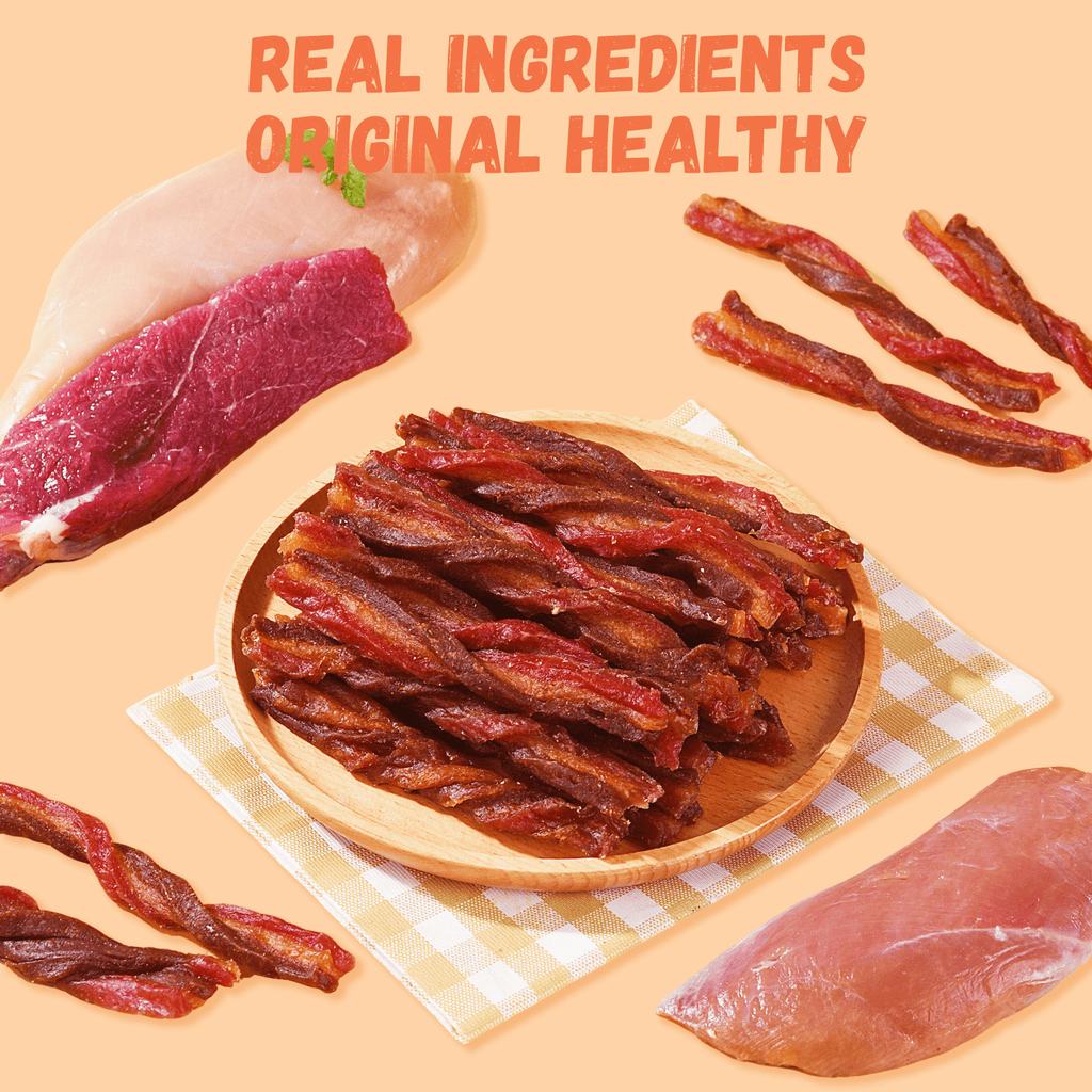 Pawmate Beef, Chicken & Duck Twist Dog Treats, Triple Meats Natural Treats for All Dogs, 11oz