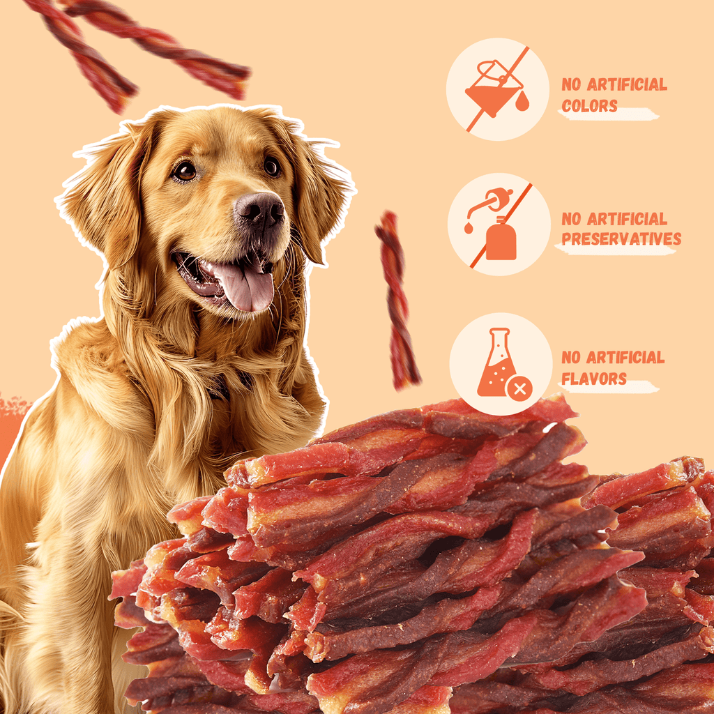Pawmate Beef, Chicken & Duck Twist Dog Treats, Triple Meats Natural Treats for All Dogs, 11oz