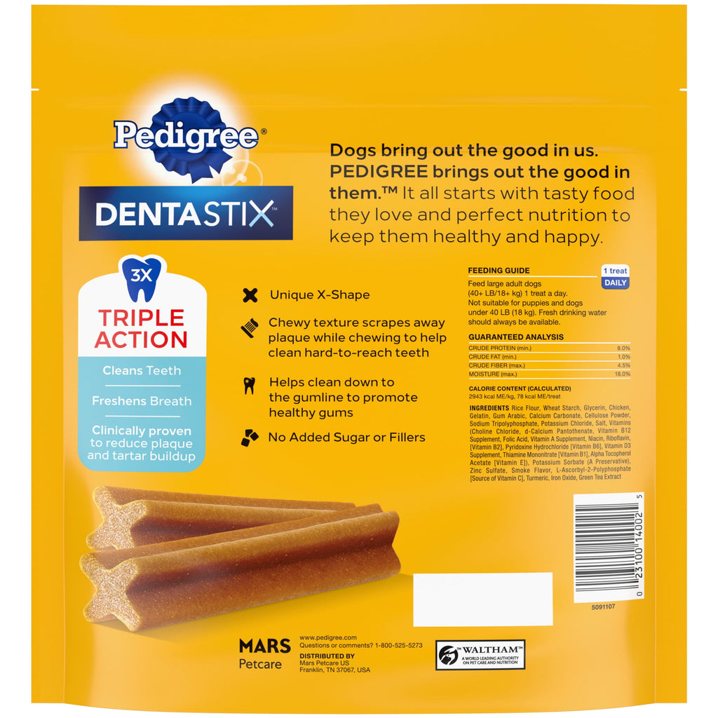 Pedigree Dentastix Original Flavor, Large Breed Dog Treats, 1.66 Lb. Bag