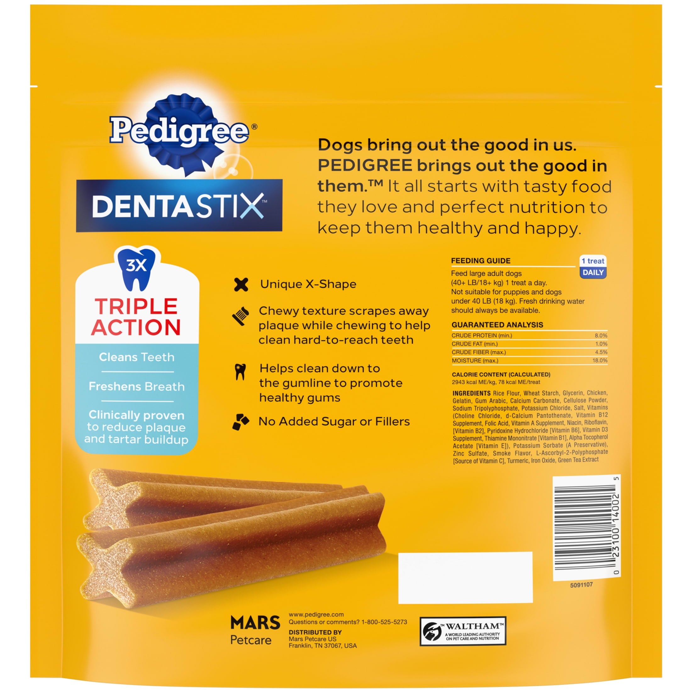 Pedigree Dentastix Original Flavor, Large Breed Dog Treats, 1.66 Lb. Bag
