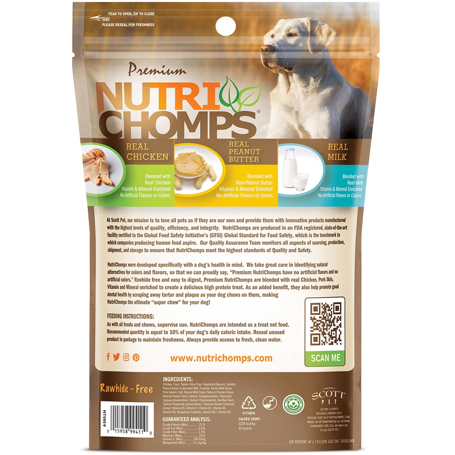 NutriChomps Rawhide-Free Braided Dog Treats, Mixed Flavor, 6", 4 Count