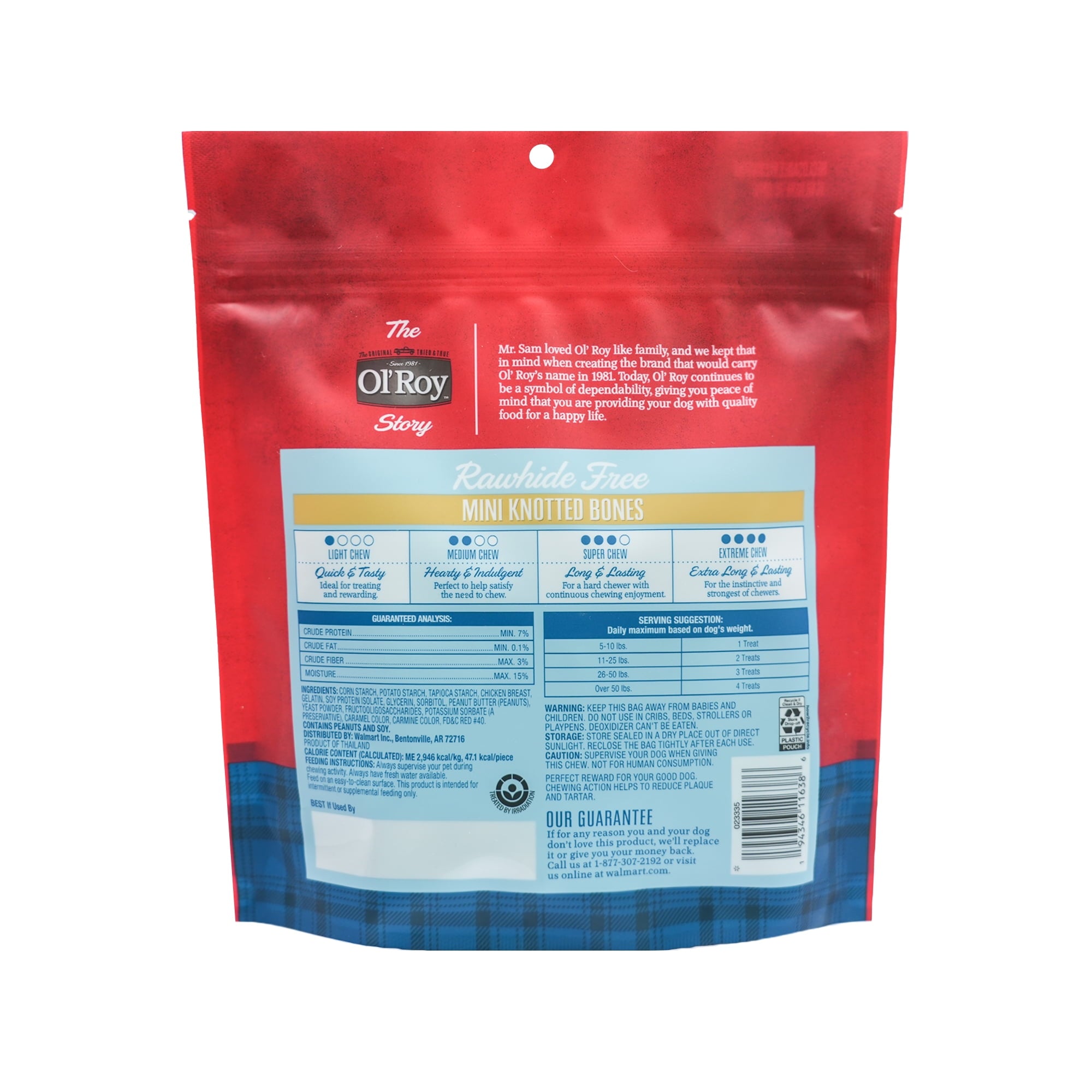 Ol' Roy 2.5" Rawhide Free Mini Knotted Peanut Butter Flavored Bones, Chews for Dogs, 14 oz, 25 Count