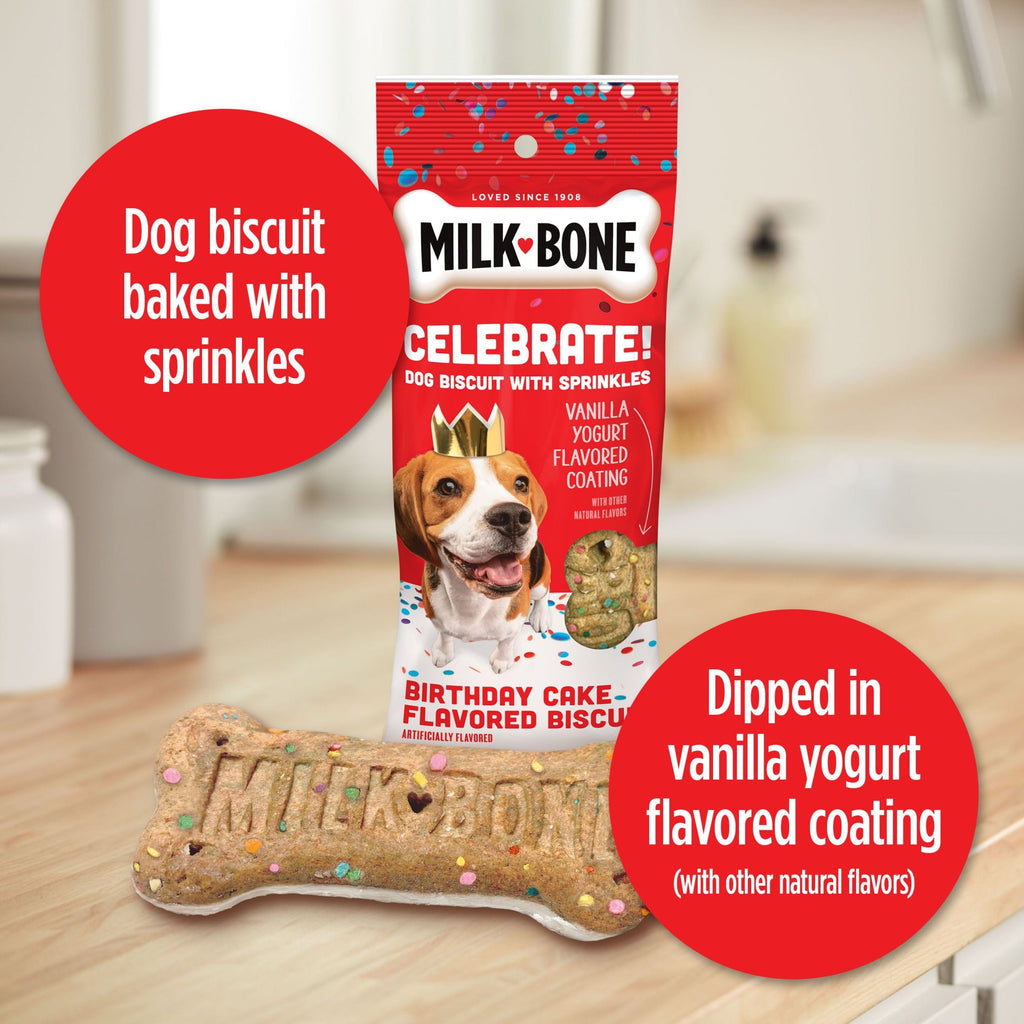 (4 pack) Milk Bone Extra Large Dipped CELEBRATE! Dog Biscuit, 2.9 oz Pouch