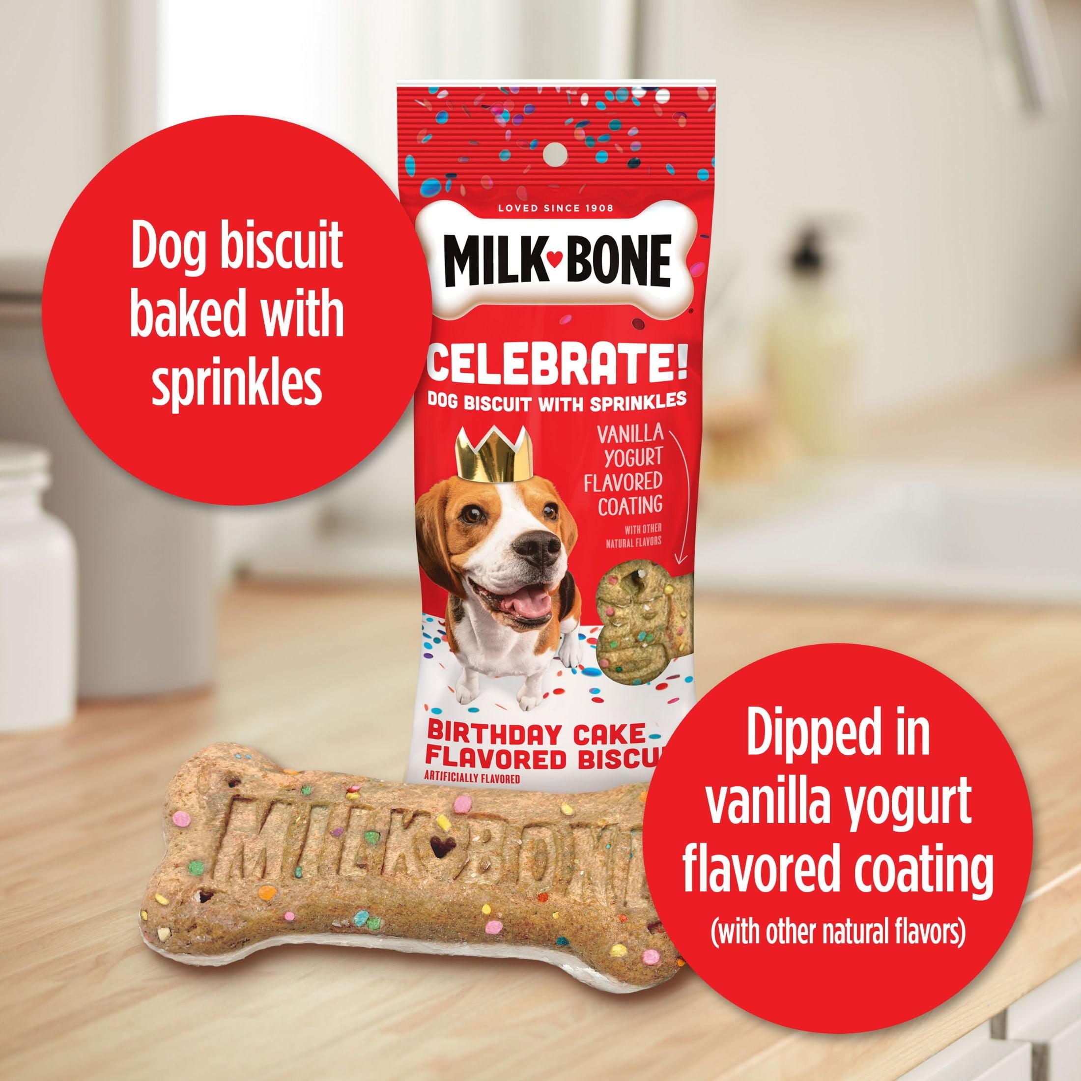 (4 pack) Milk Bone Extra Large Dipped CELEBRATE! Dog Biscuit, 2.9 oz Pouch