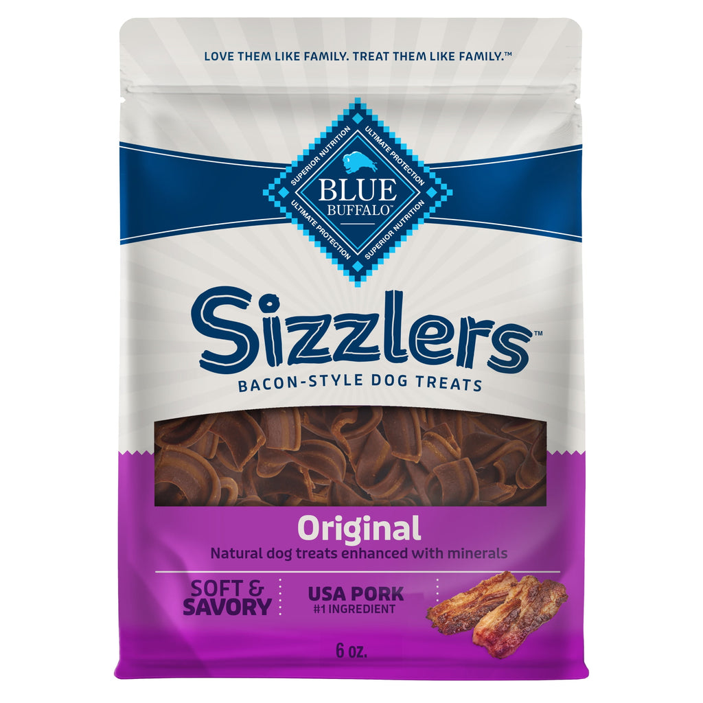 Blue Buffalo Sizzlers Bacon-Style Dog Treats with Real Pork, Original Flavor, 6-oz.