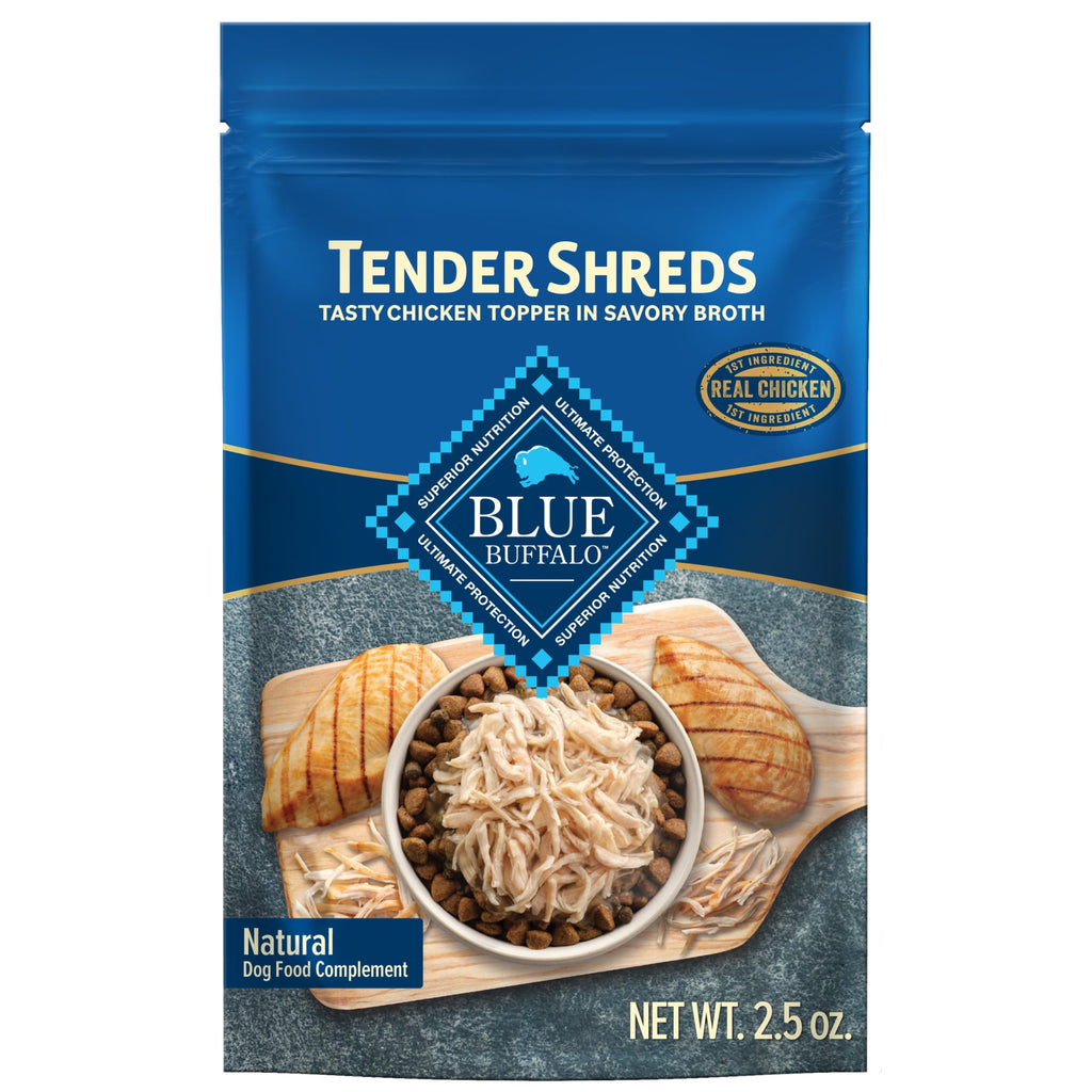 Blue Buffalo Tender Shreds Chicken Toppers, Dog Food, Chicken, 2.5oz. Pouch