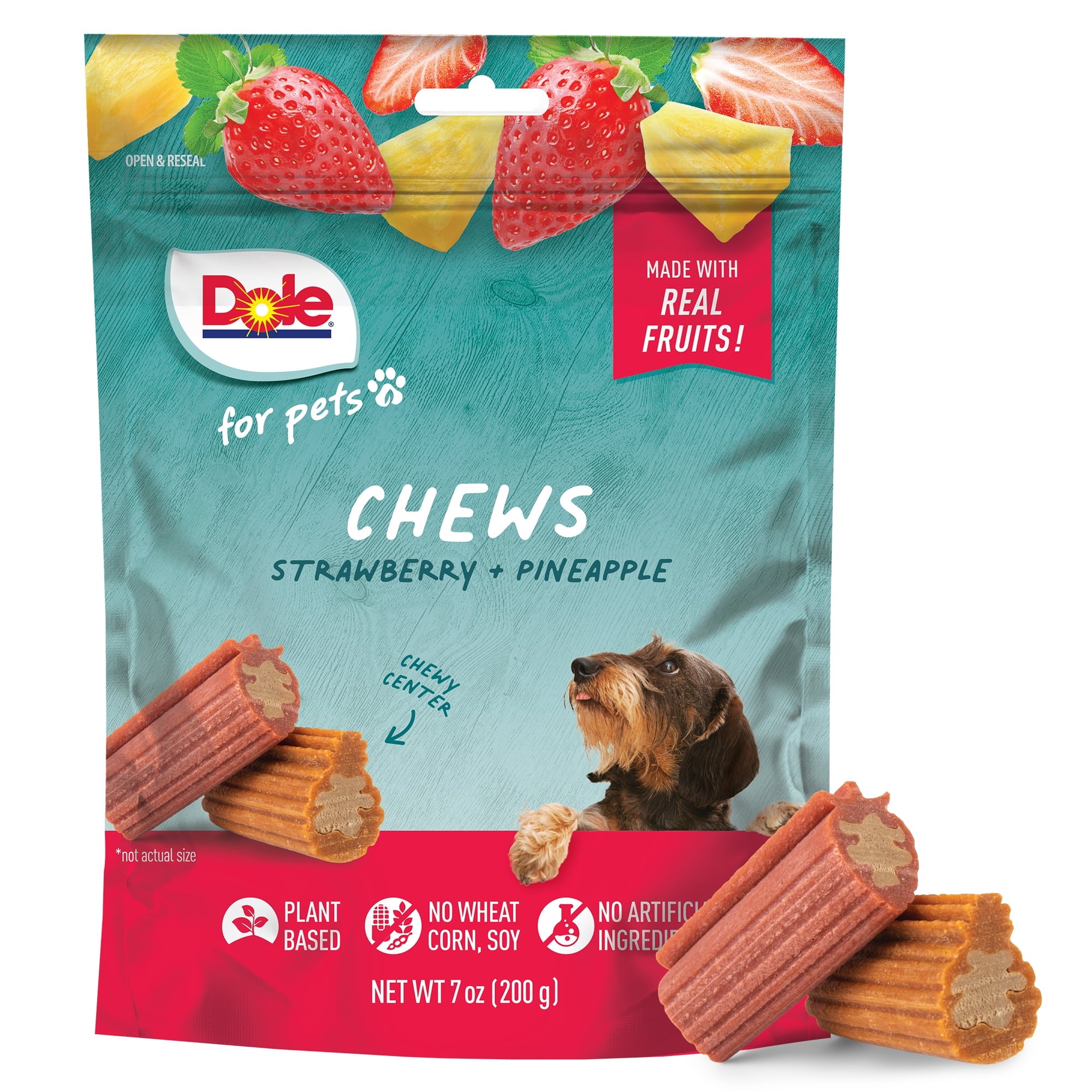Dole Dog Chew Treats, Strawberry & Pineapple Flavors, No Wheat, Corn or Soy, 7oz