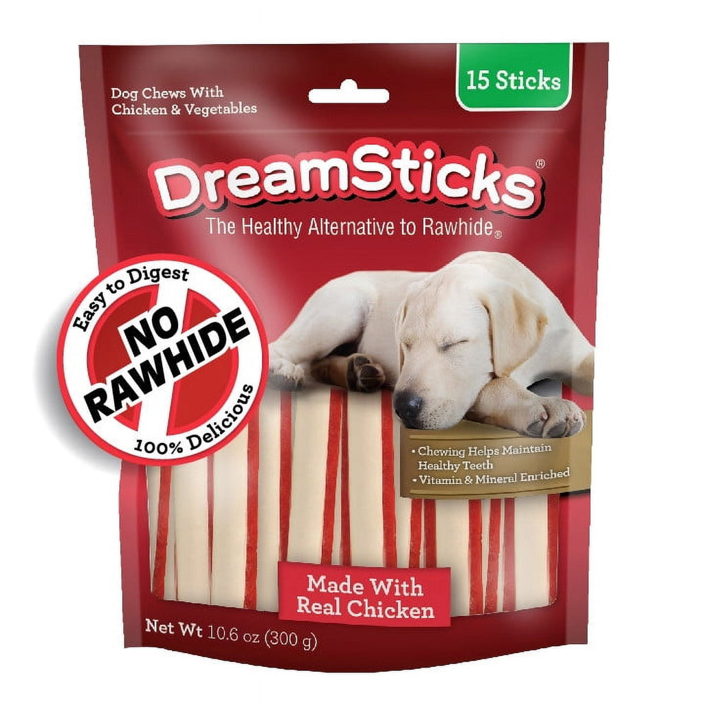 DreamBone DreamSticks Made with Real Chicken, Rawhide-Free Chews for Dogs, 15 Count