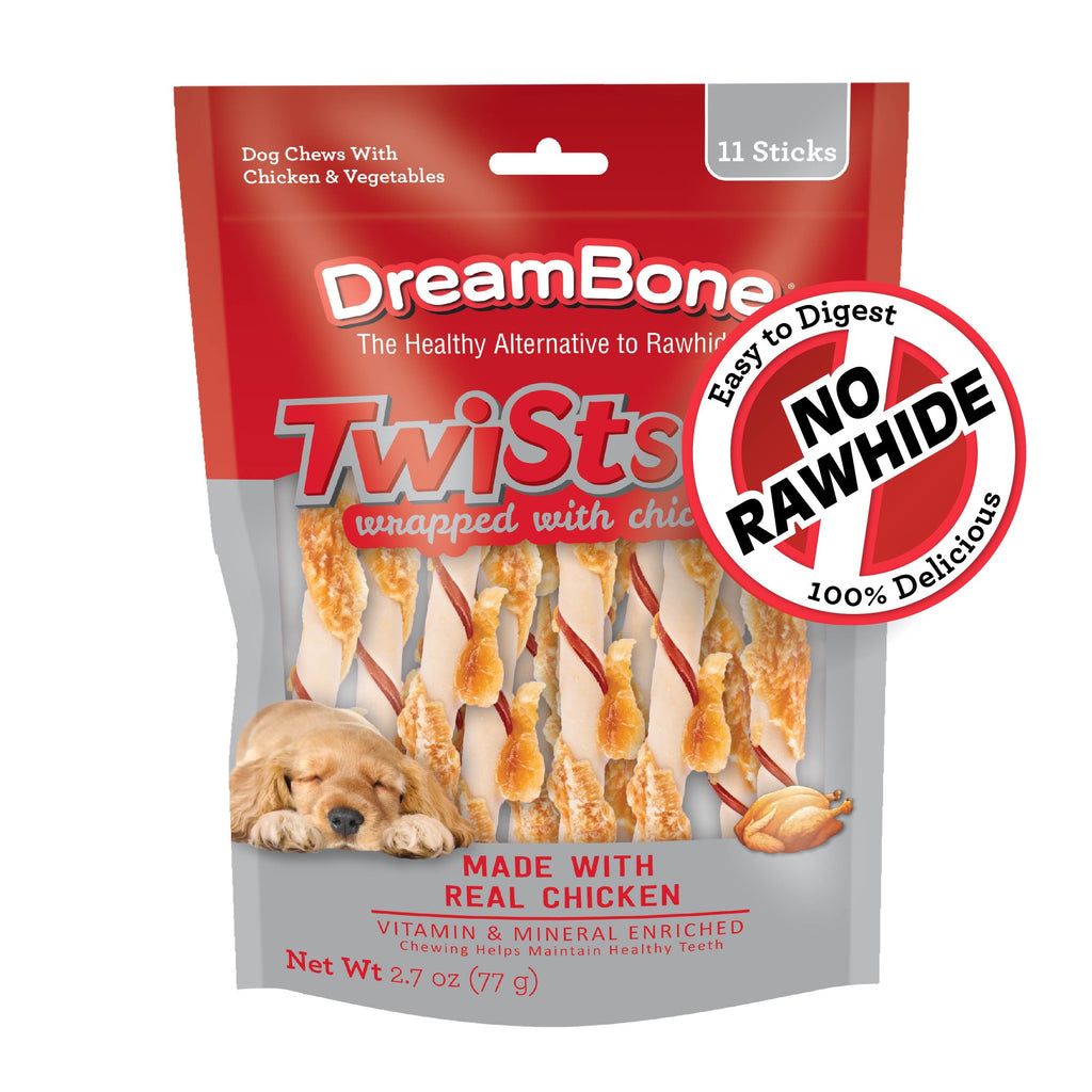 DreamBone Twists Chews Wrapped with Real Chicken, Rawhide-Free Chews for Dogs, 11 Count