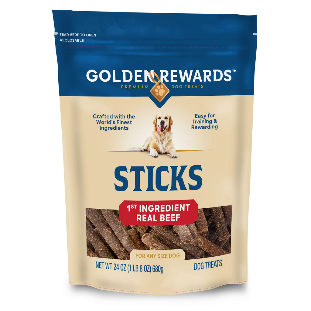 Golden Rewards Dry Beef Stick Dog Treats, 24 oz Bag