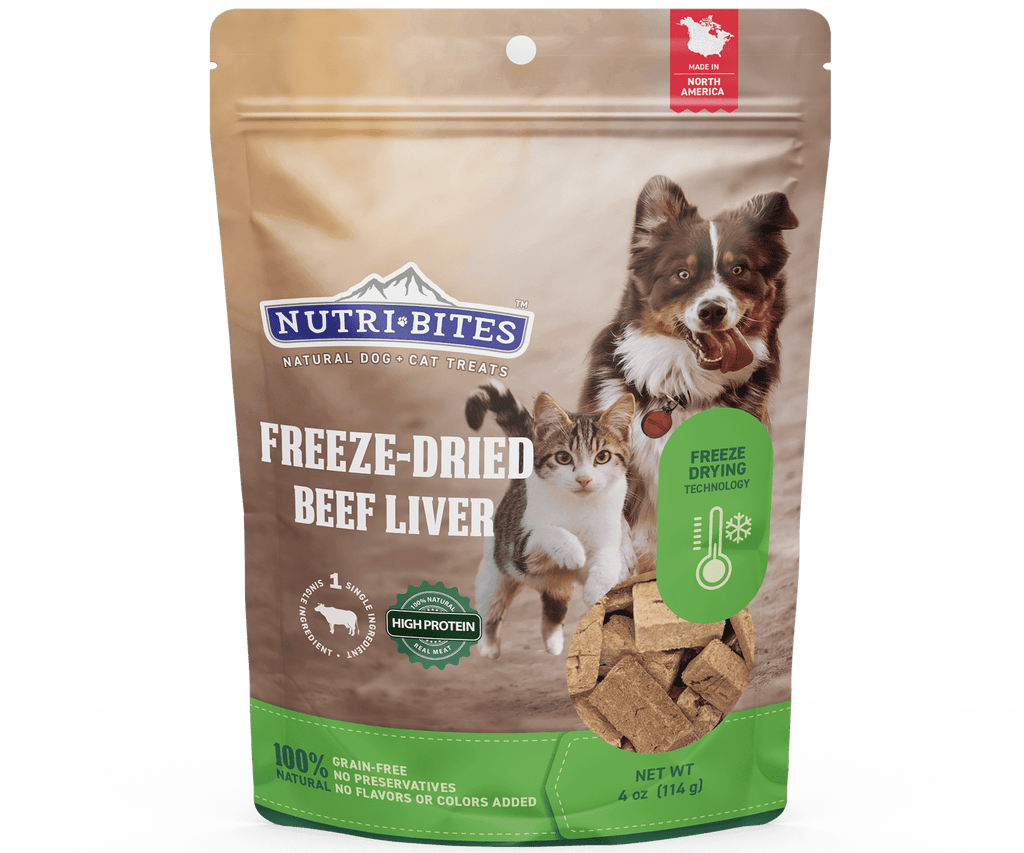 NutriBites Freeze Dried Beef Liver Dog & Cat Treats | Healthy Pet Training Treats or Food Topper | All Natural, Single Ingredient, High Protein
