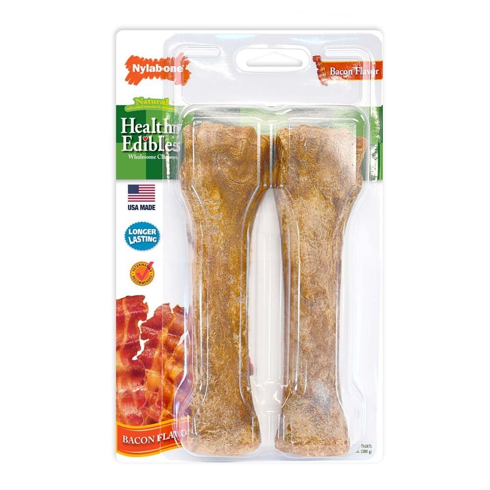 Nylabone Healthy Edibles Natural Bacon Flavored Dog Treats, Twin Pack, Souper