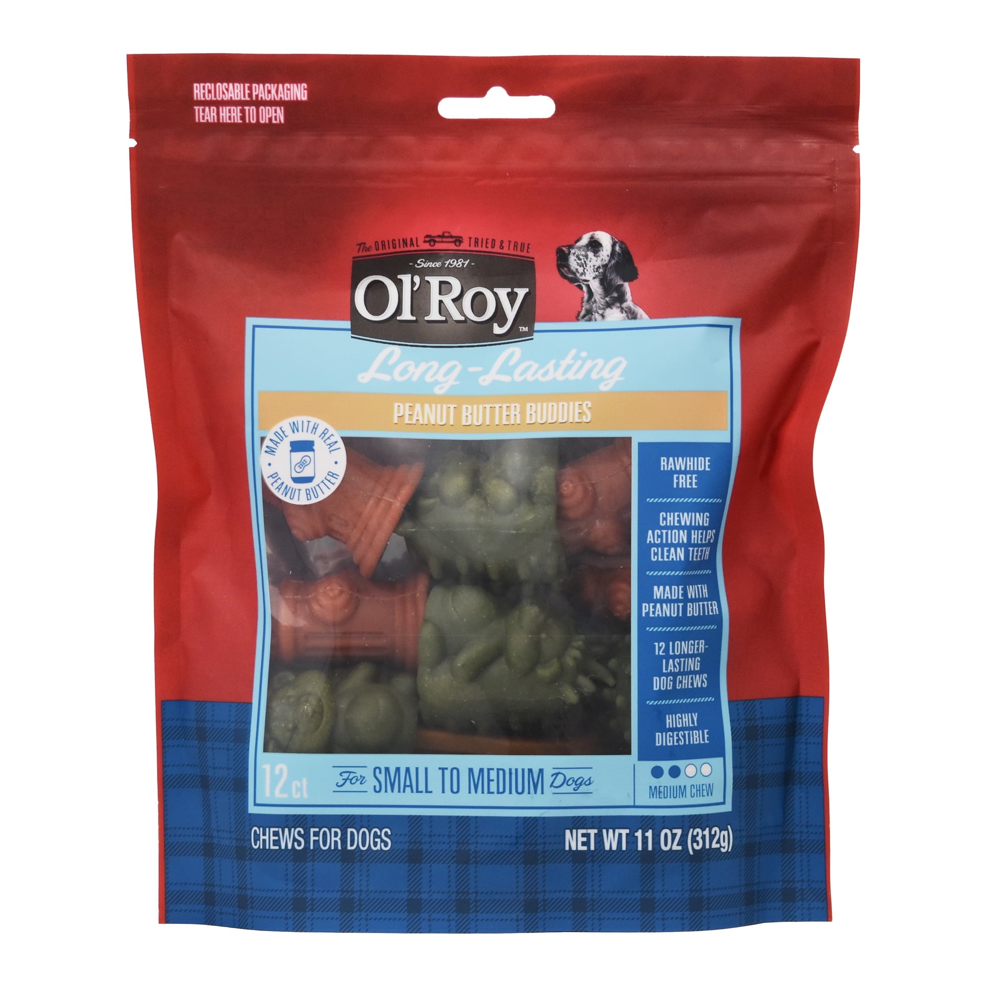 Ol' Roy Peanut Butter Buddies, Chews for Small to Medium Dogs, 12 Count, 11 oz