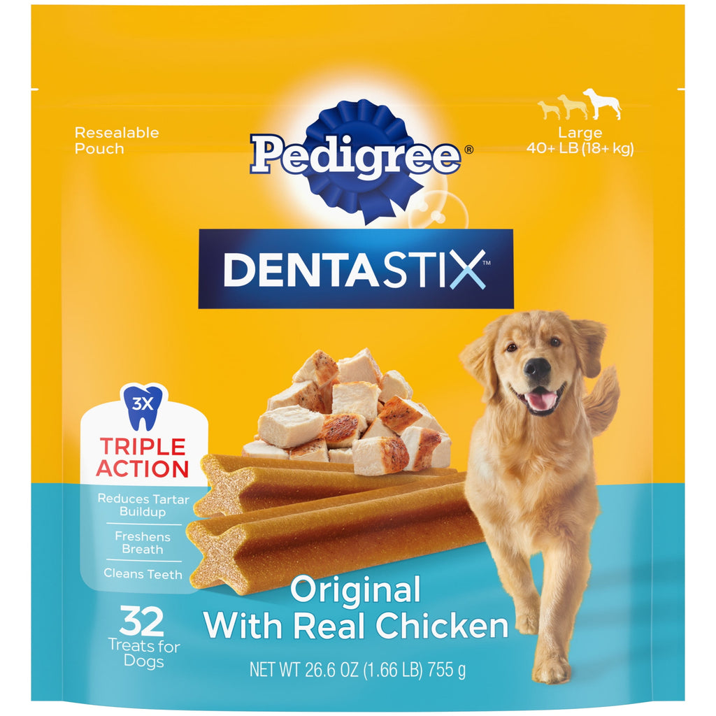 Pedigree Dentastix Original Flavor, Large Breed Dog Treats, 1.66 Lb. Bag