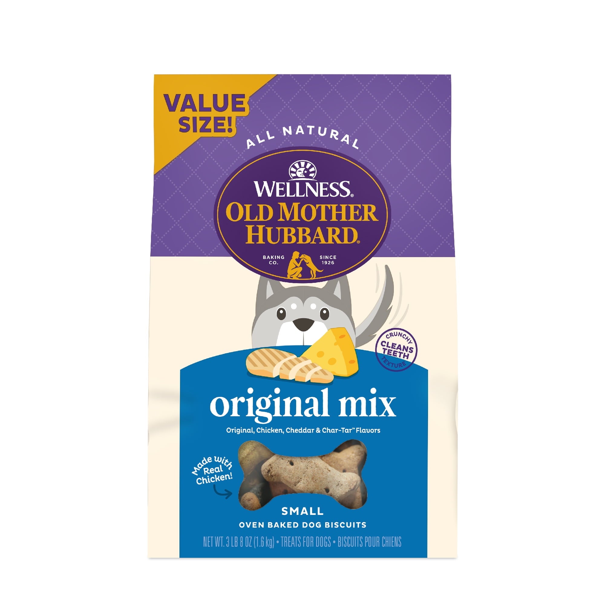 Wellness Old Mother Hubbard Original Mix Dog Biscuits, Natural, Training Treats, Four Flavors, Small Size, (3.8 Pound Bag)