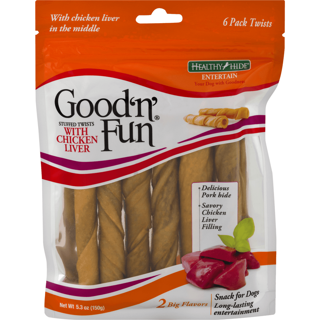 Good ’n’ Fun Triple Flavor Large Rolls with Peanut Butter, Rawhide Chews for Large Dogs, 4 Count