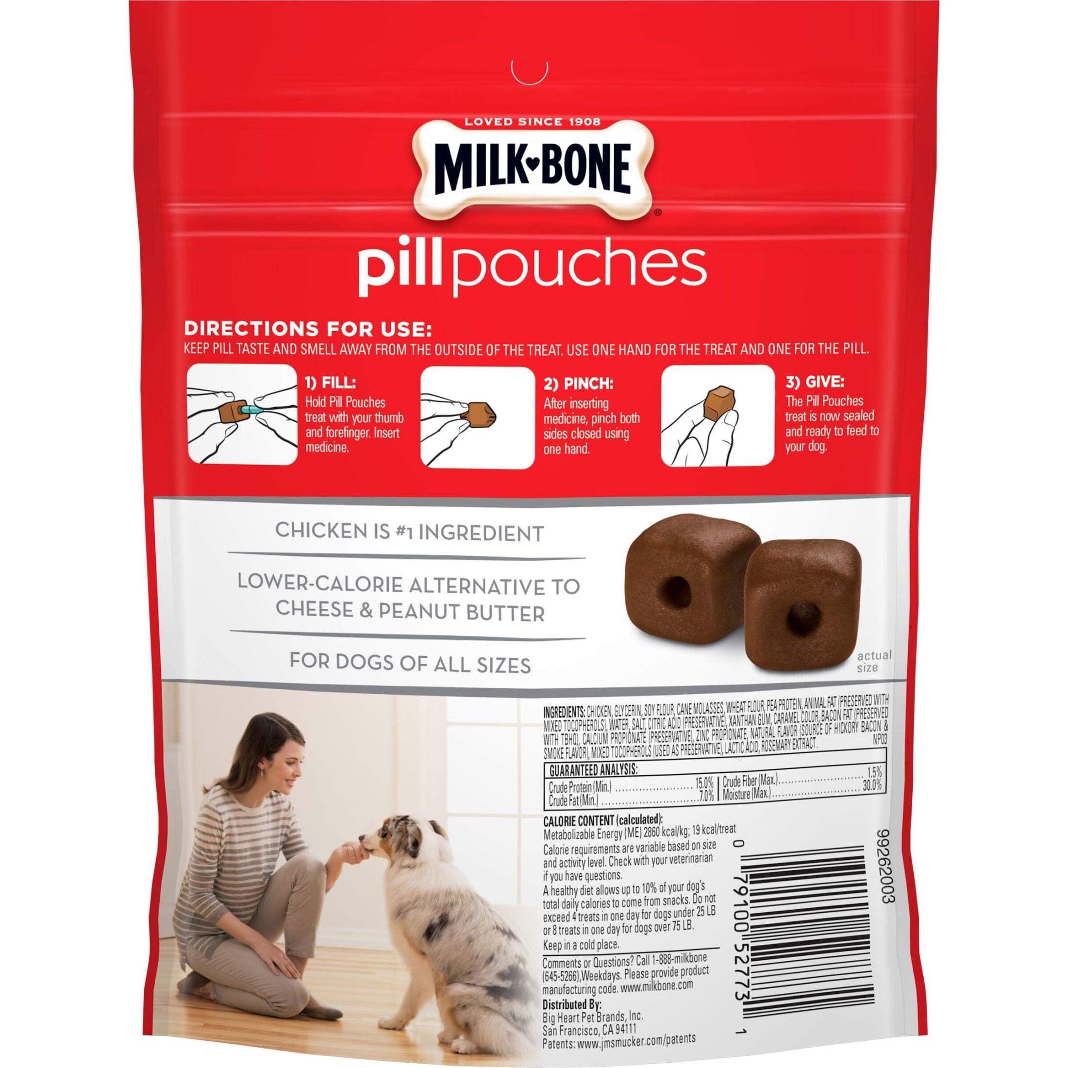 Milk Bone Pill Pouches Hickory Smoked Bacon Flavor Dog Treats, 6 oz