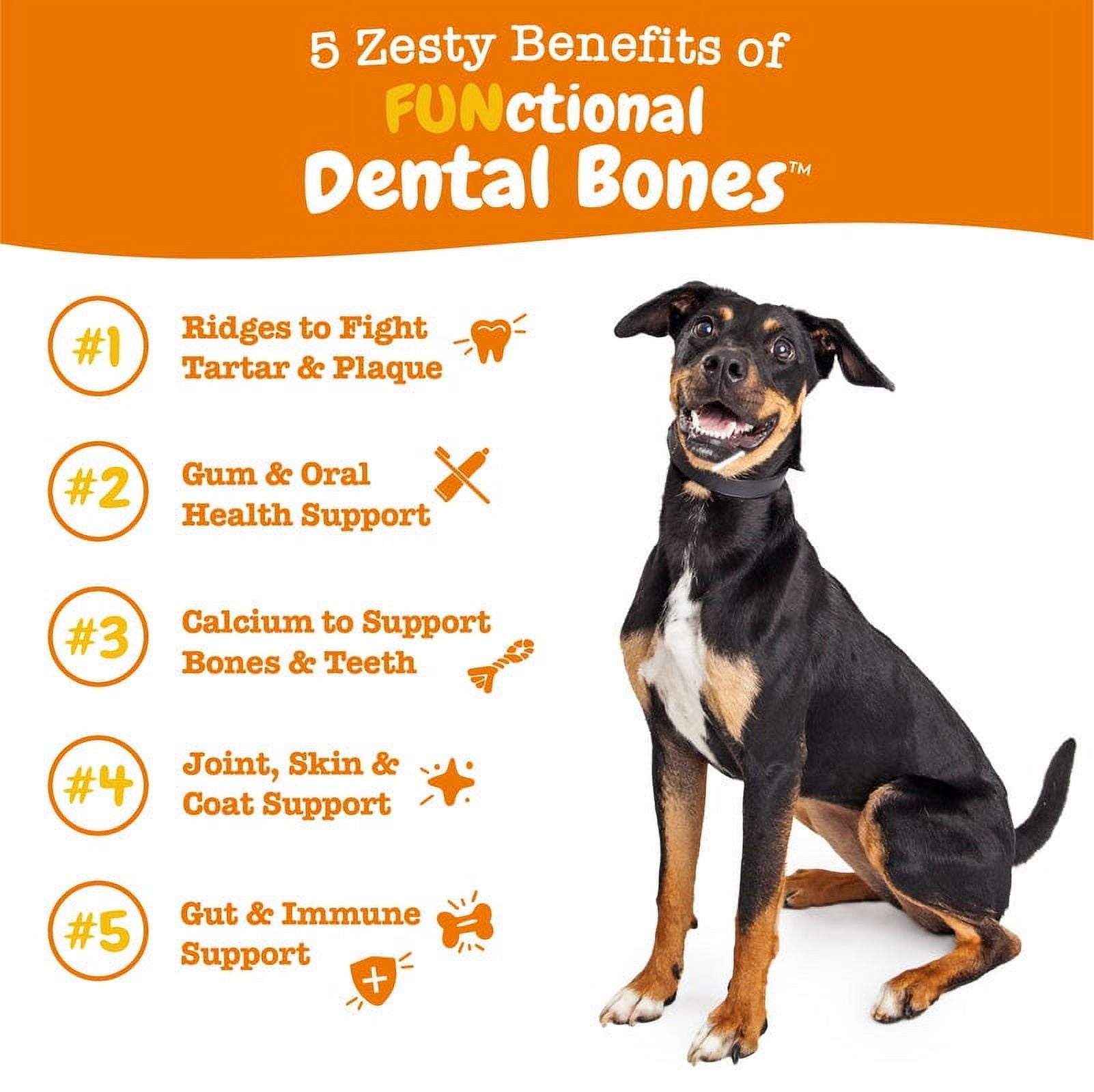 Zesty Paws Multifunctional Dental Bones for Dogs, 30 Small Dry Bones for Dogs 12-25 lbs