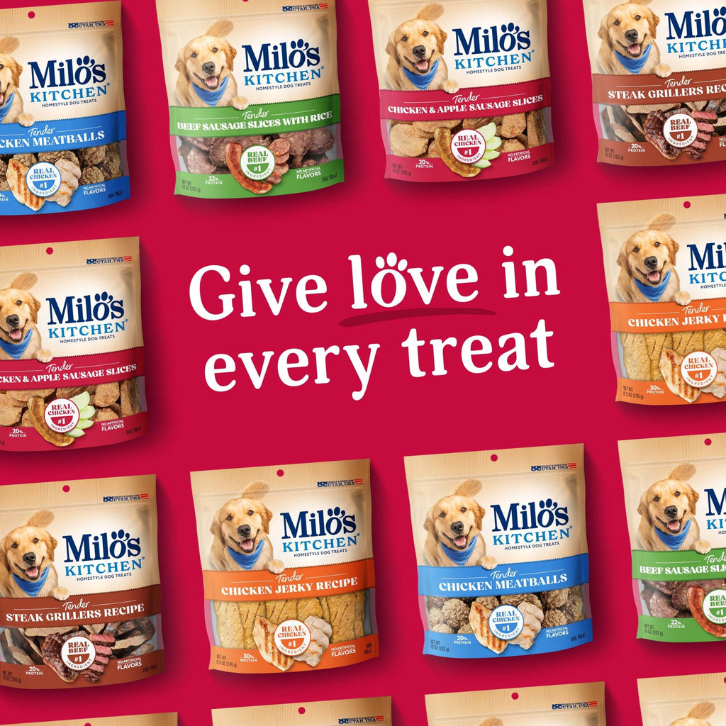 Milo’s Kitchen Chicken & Apple Sausage Slices Dog Treats, 18 oz Bag