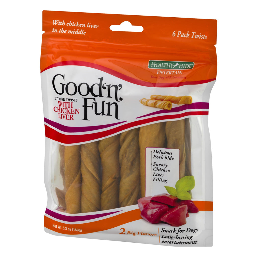 Good ’n’ Fun Triple Flavor Large Rolls with Peanut Butter, Rawhide Chews for Large Dogs, 4 Count
