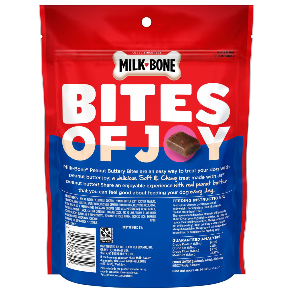 Milk Bone Peanut Buttery Bites Soft Dog Treats With Real Peanut Butter & Bacon, 11.8 oz Bag